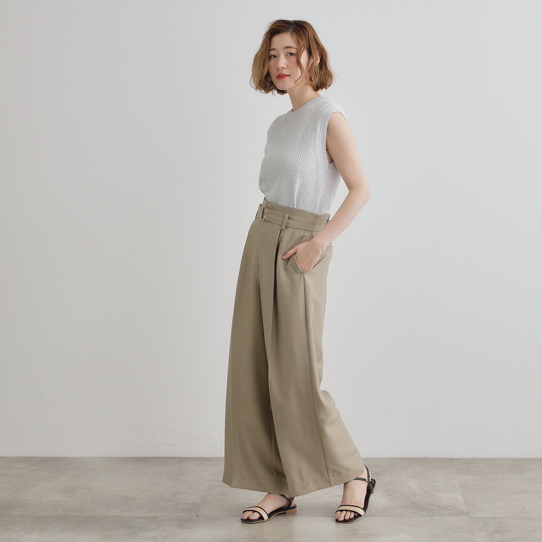 grove「デニムライクベルト付きワイドパンツ」|その他|