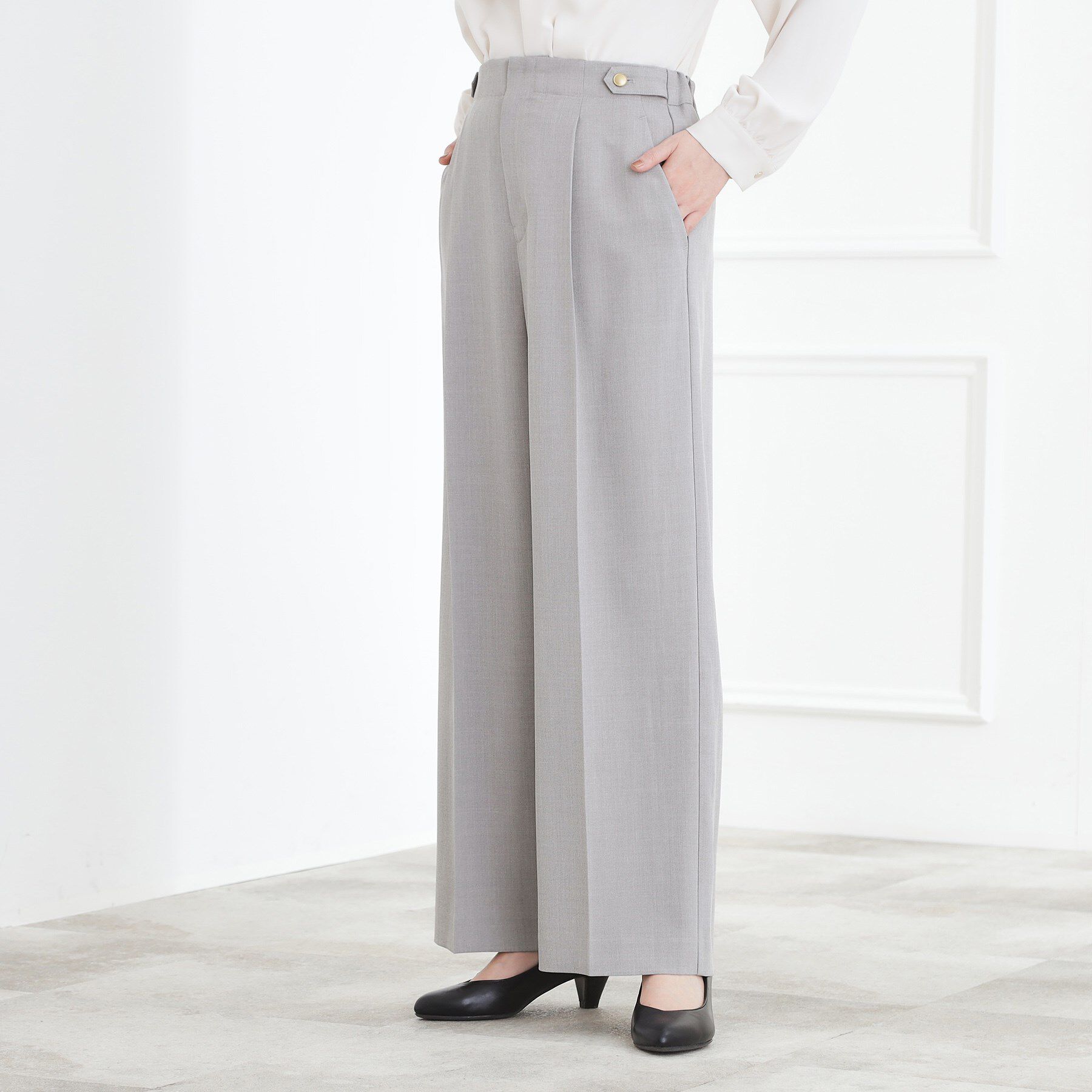 grove「【マシンウォッシュ/防シワ/S-3L】着回しできるカセット服ワイドパンツ」|その他|