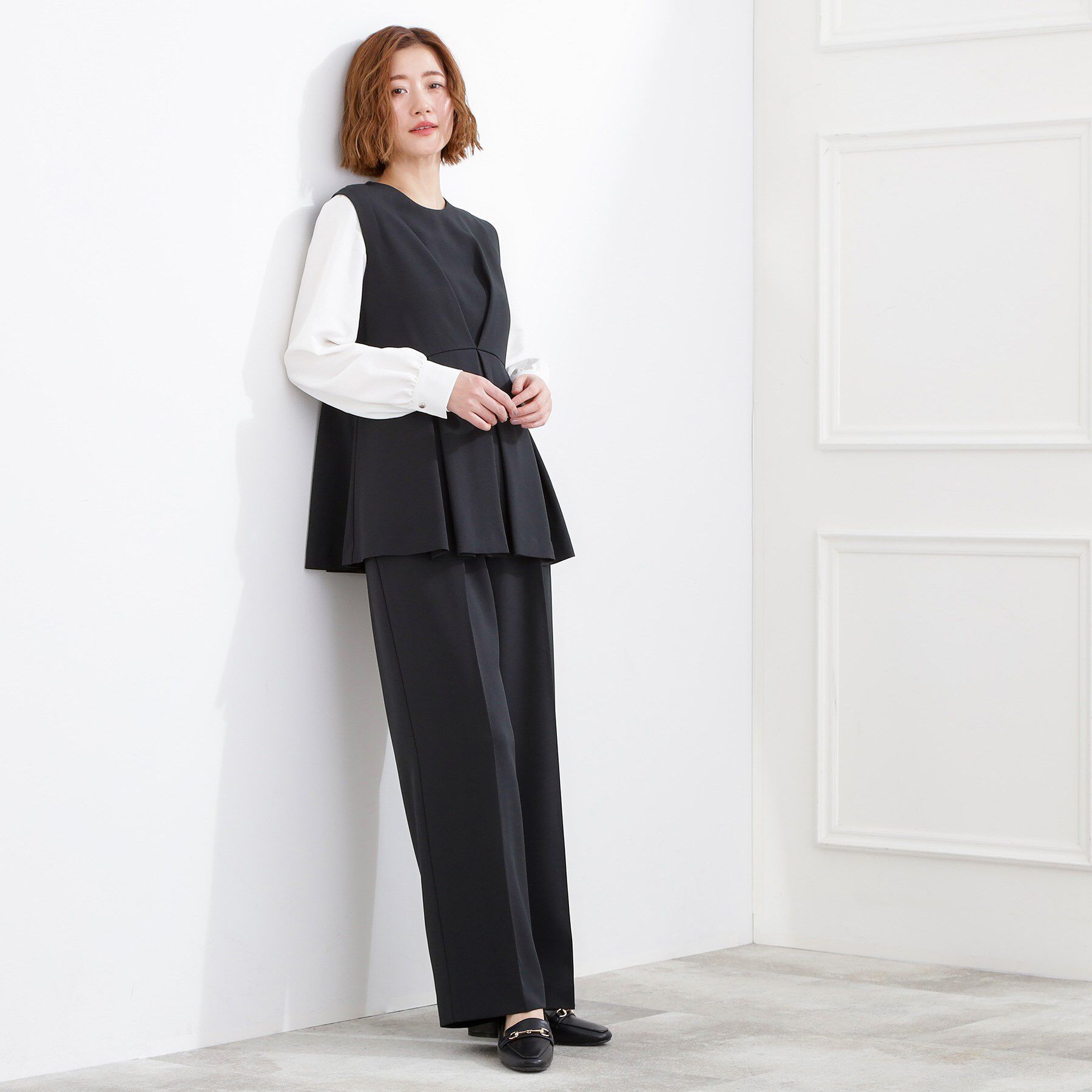 grove「【マシンウォッシュ/防シワ】袖ドッキングペプラムブラウス【着回しカセット】」|シャツ・ブラウス|