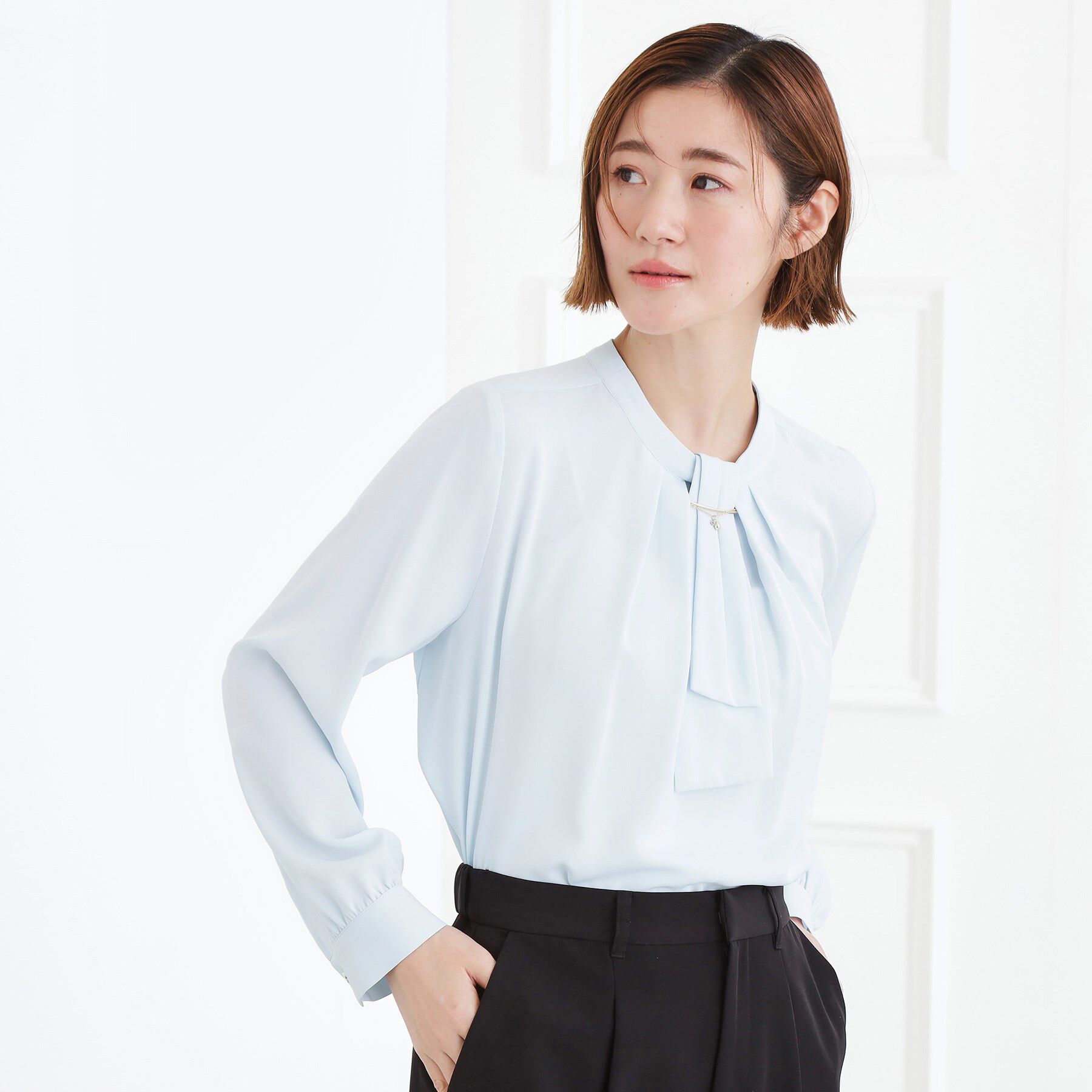 grove「【マシンウォッシュ/防シワ/UVカット】ボウタイブラウス【マルチWAY】」|シャツ・ブラウス|