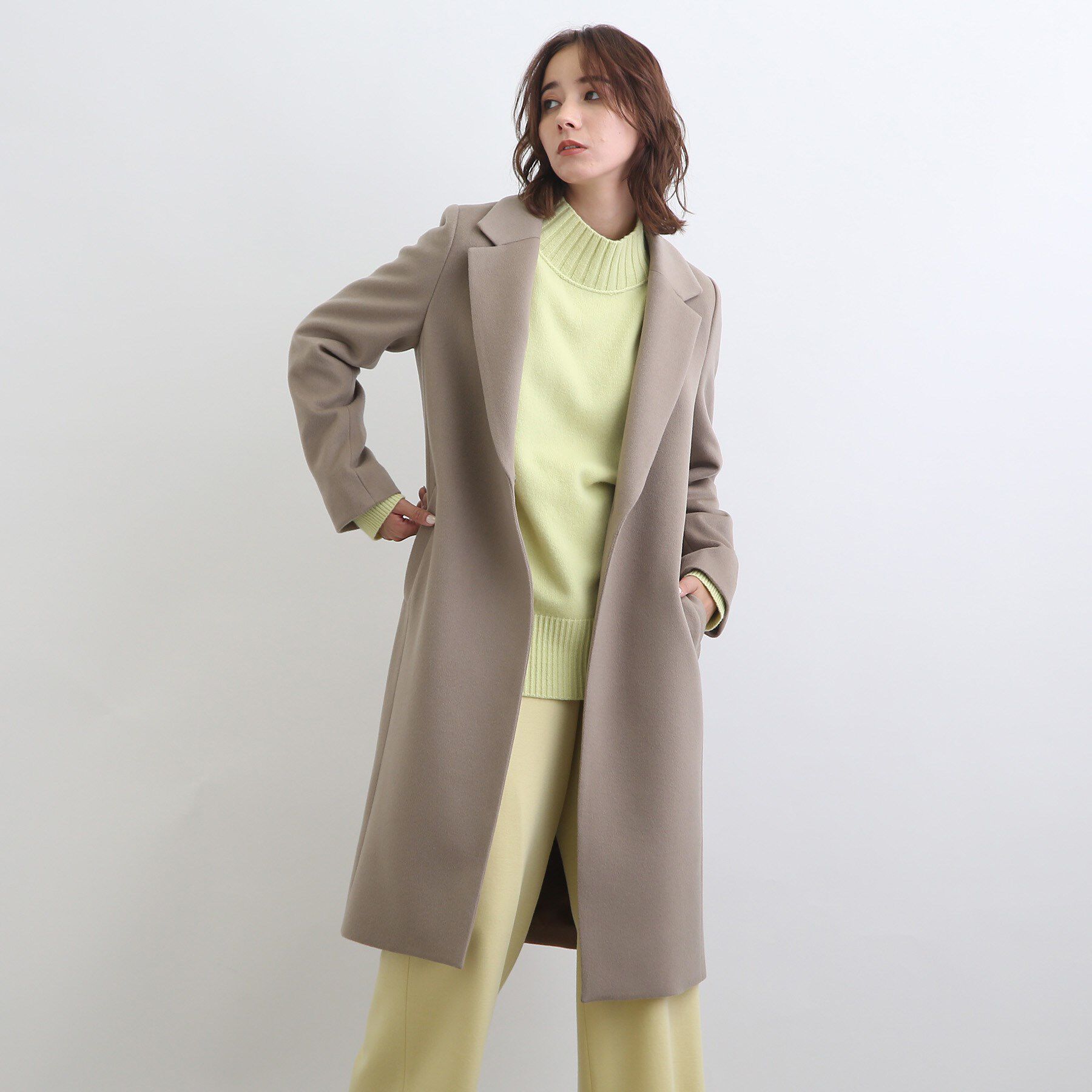 INDIVI「【定番人気！/名品コート/日本製】ウール100%チェスターコート」|チェスターコート|サンドベージュ(05