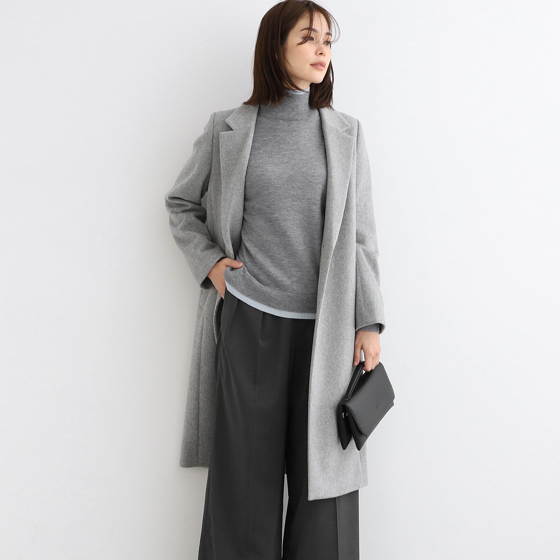 INDIVI「【定番人気！/名品コート/日本製】ウール100%チェスターコート」|チェスターコート|グレー(612)