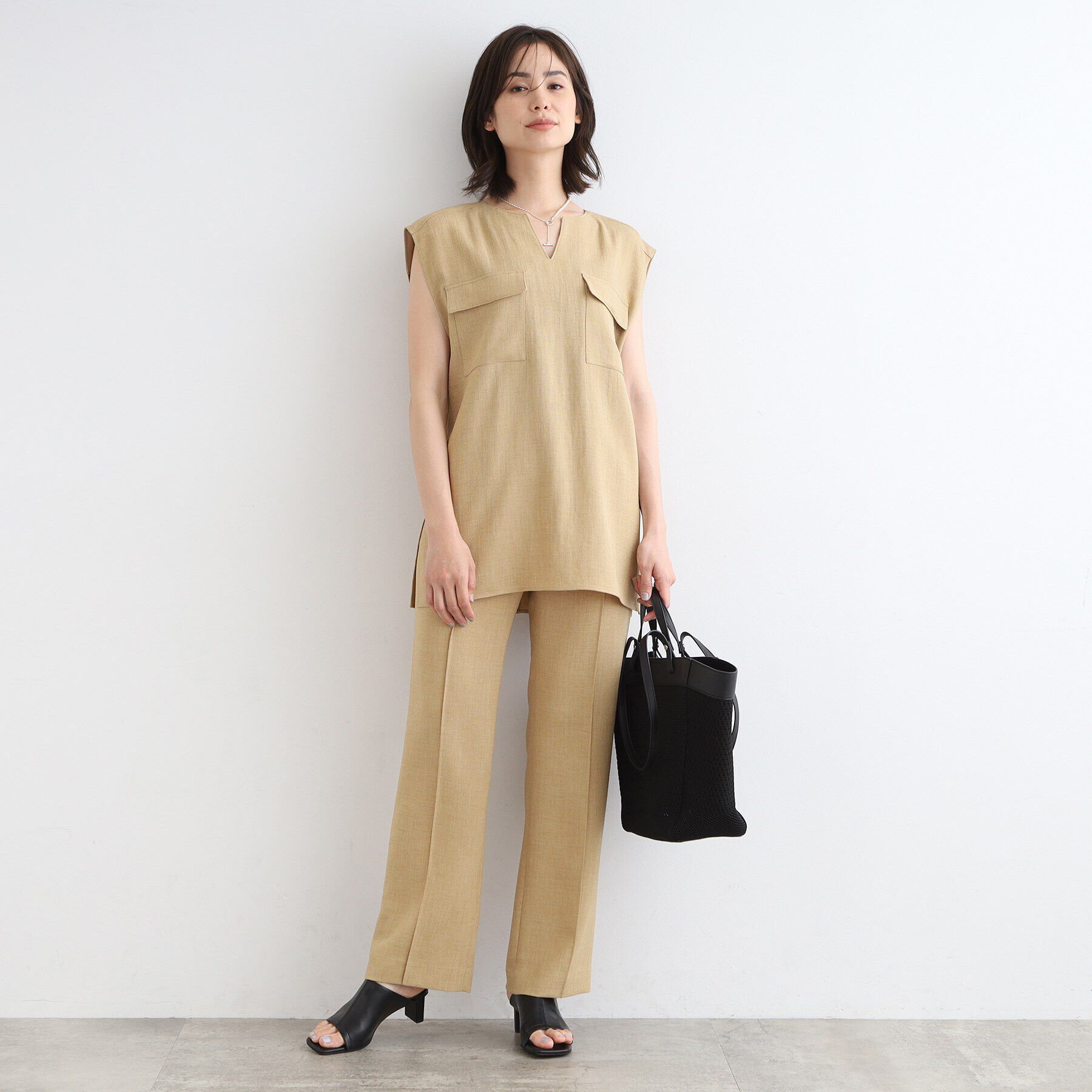 INDIVI「【洗える／日本製／SETUP可能】トリアセテート混ワイドパンツ」|その他|