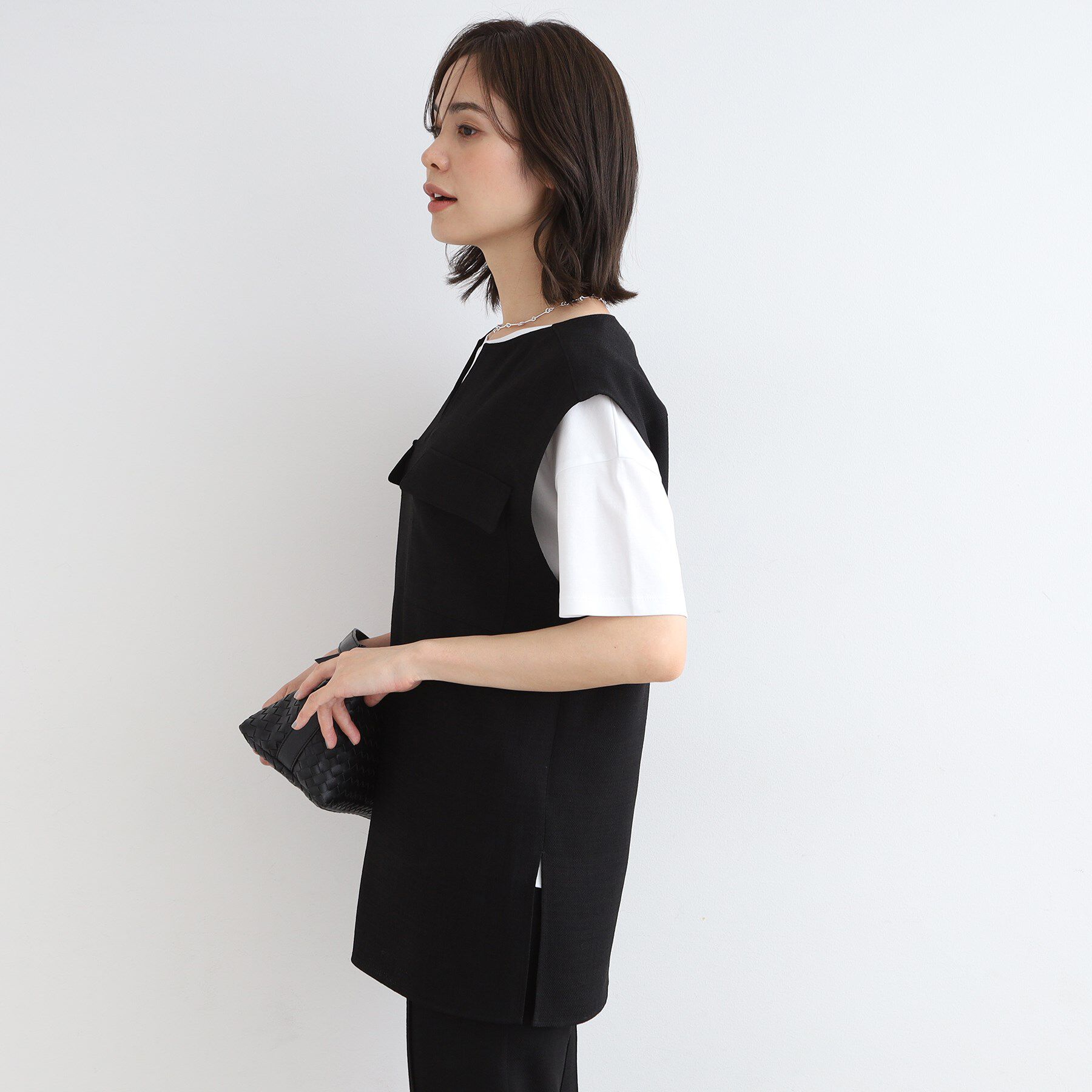 INDIVI「【洗える／日本製／SETUP可能】トリアセテート混ベストブラウス」|シャツ・ブラウス|