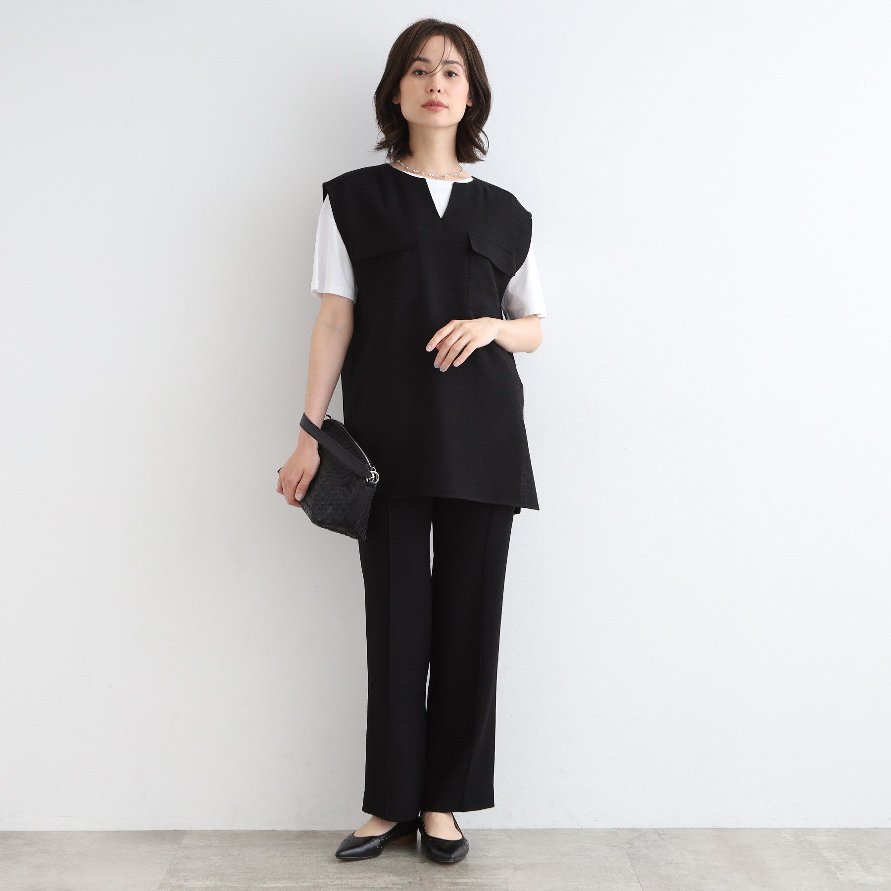 INDIVI「【洗える／日本製／SETUP可能】トリアセテート混ベストブラウス」|シャツ・ブラウス|