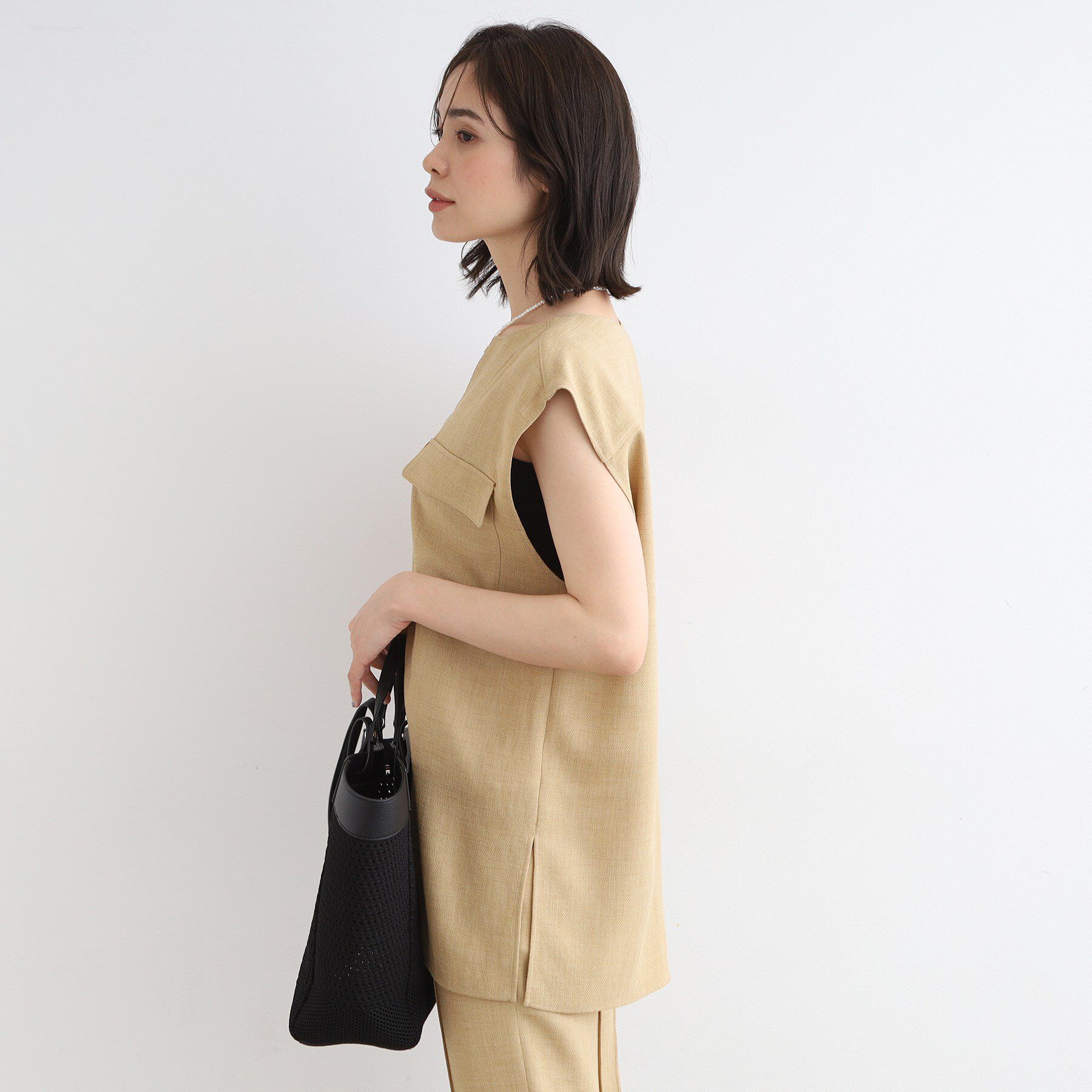 INDIVI「【洗える／日本製／SETUP可能】トリアセテート混ベストブラウス」|シャツ・ブラウス|