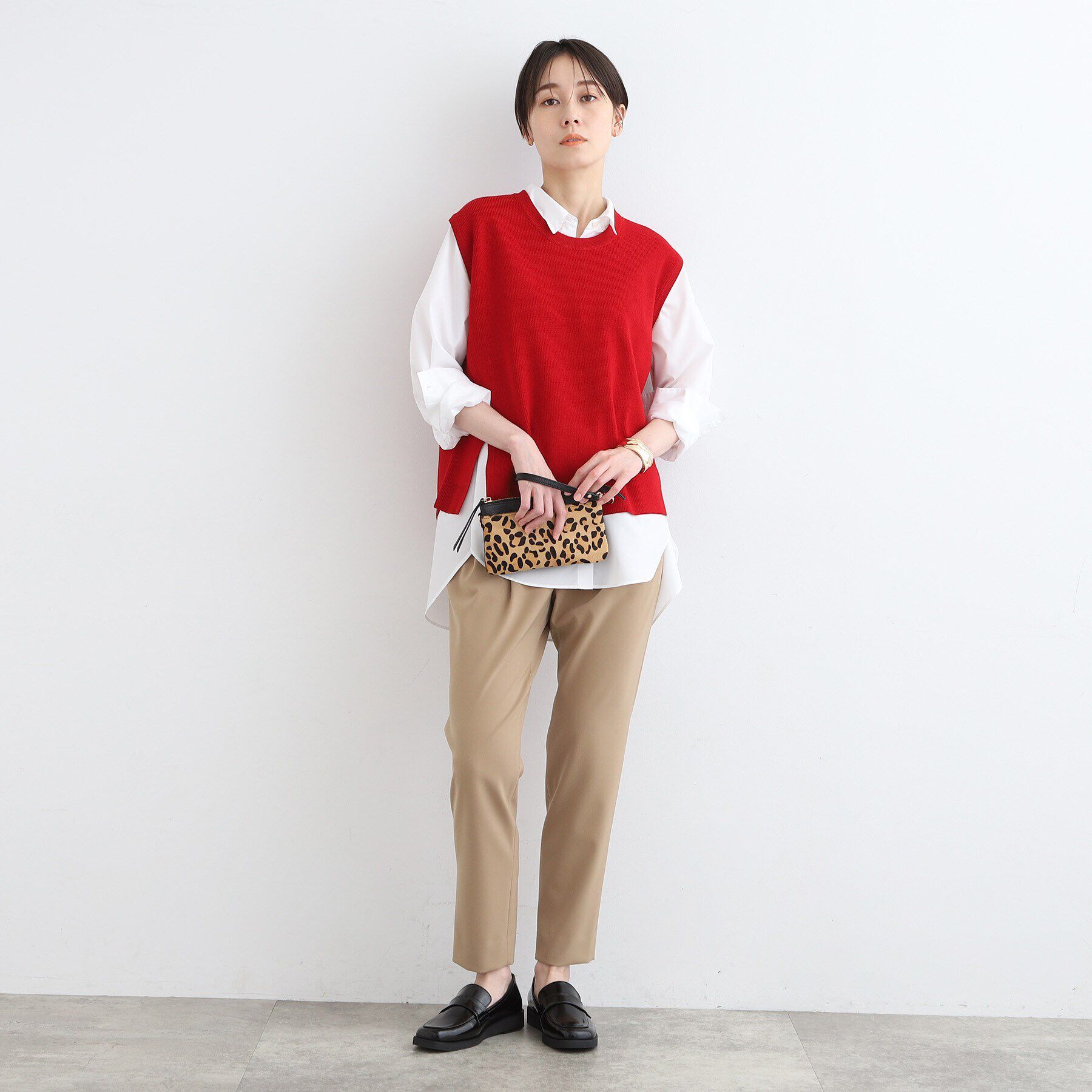 INDIVI「【褒められパンツ／高ストレッチ／ウエストゴム】タックテーパードパンツ」|その他|