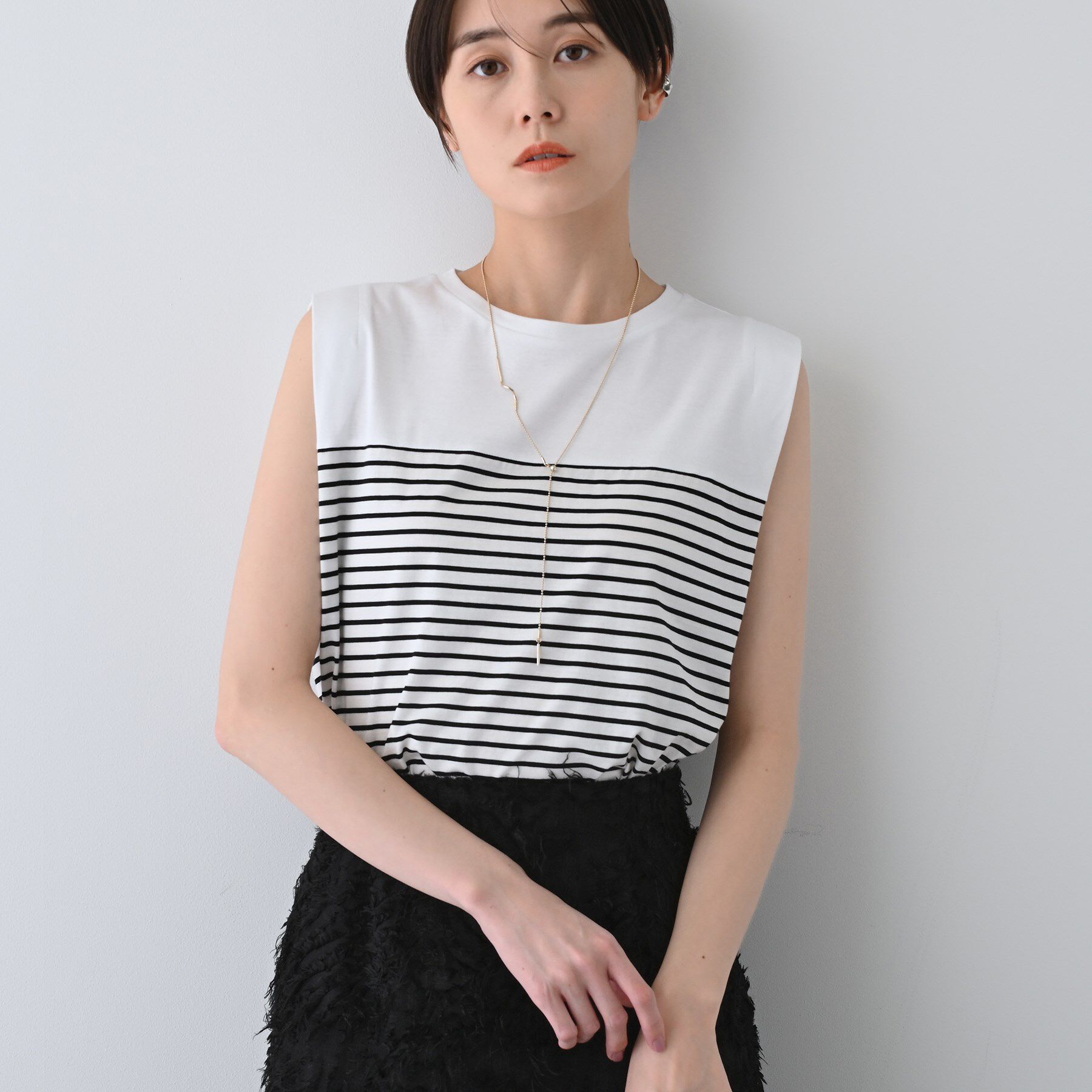 INDIVI「【洗える】きれいめノースリーブトップス」|Tシャツ・カットソー|ホワイト(302)