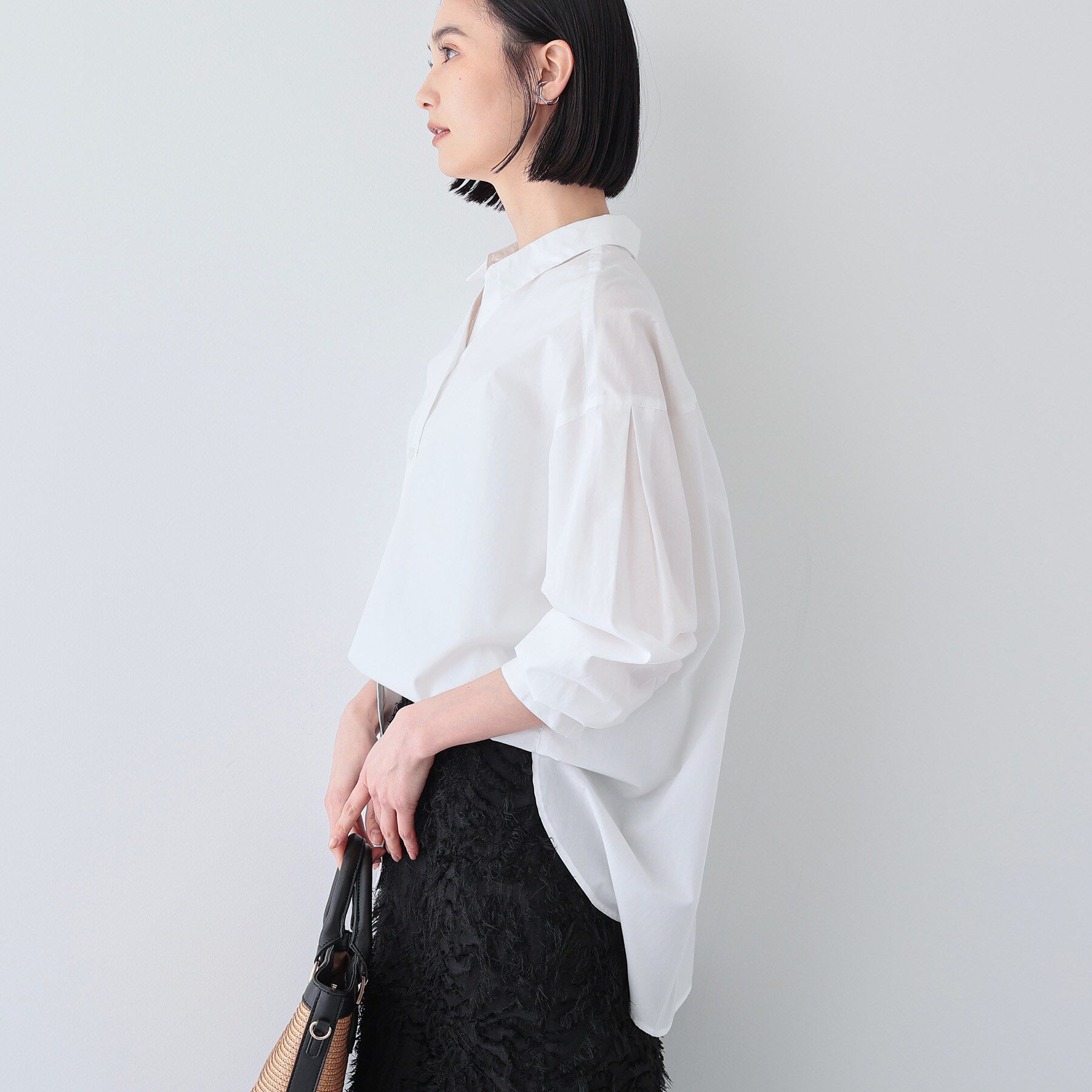 INDIVI「【UVケア／カラーストライプ柄】袖コンシャスシャツ」|シャツ・ブラウス|