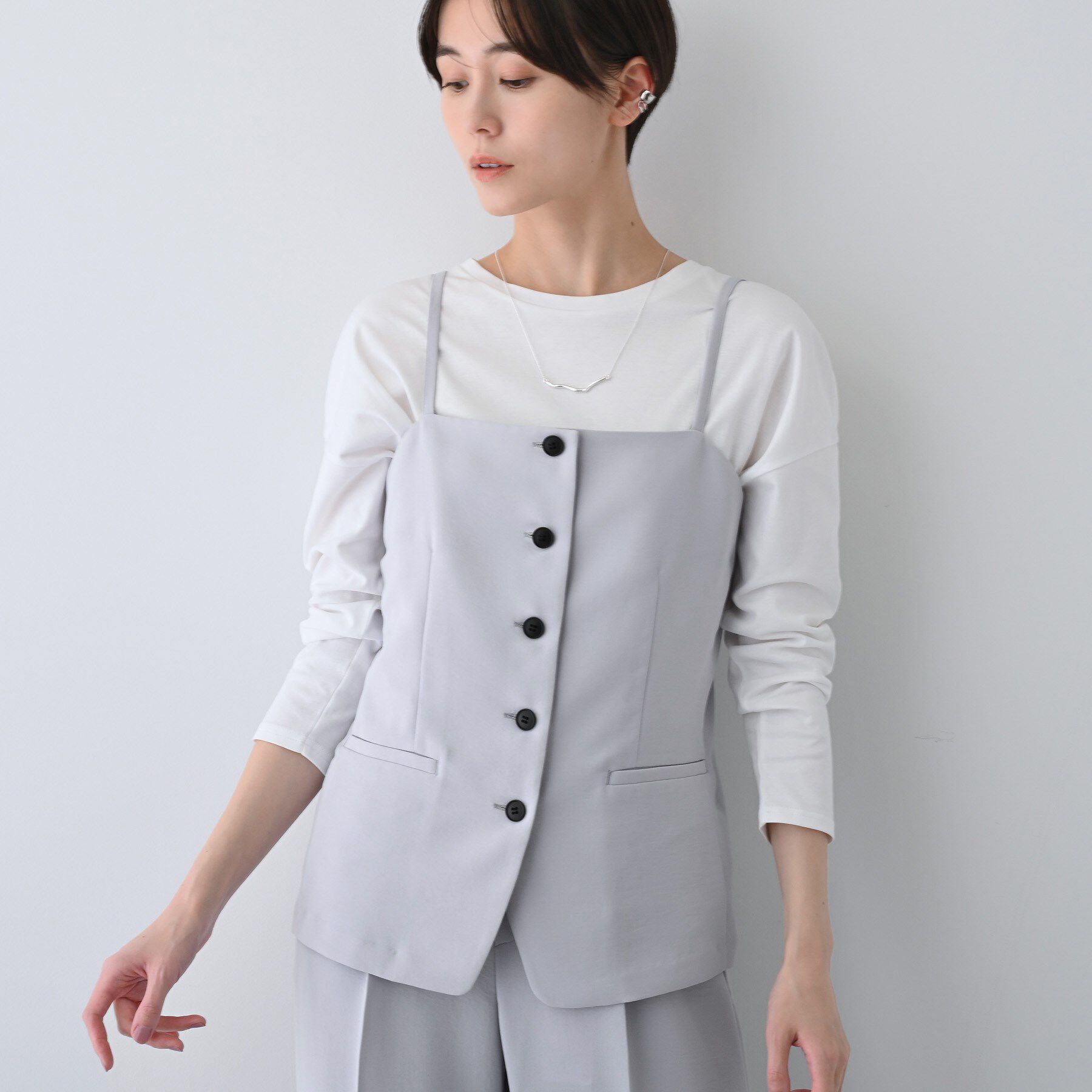 INDIVI「【着る日傘/遮熱/UVケア】ビスチェ風キャミトップス」|キャミソール|ライトグレー(011