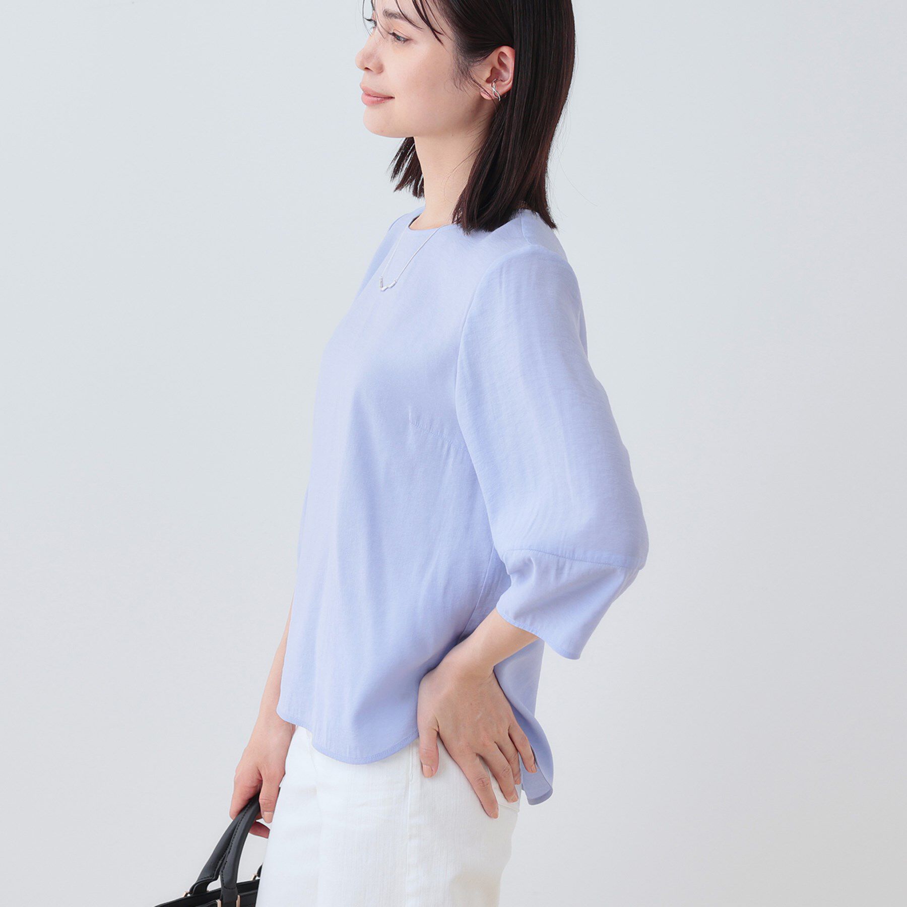 INDIVI「【洗える／SETUP可能】袖コンシャスシアーブラウス」|シャツ・ブラウス|