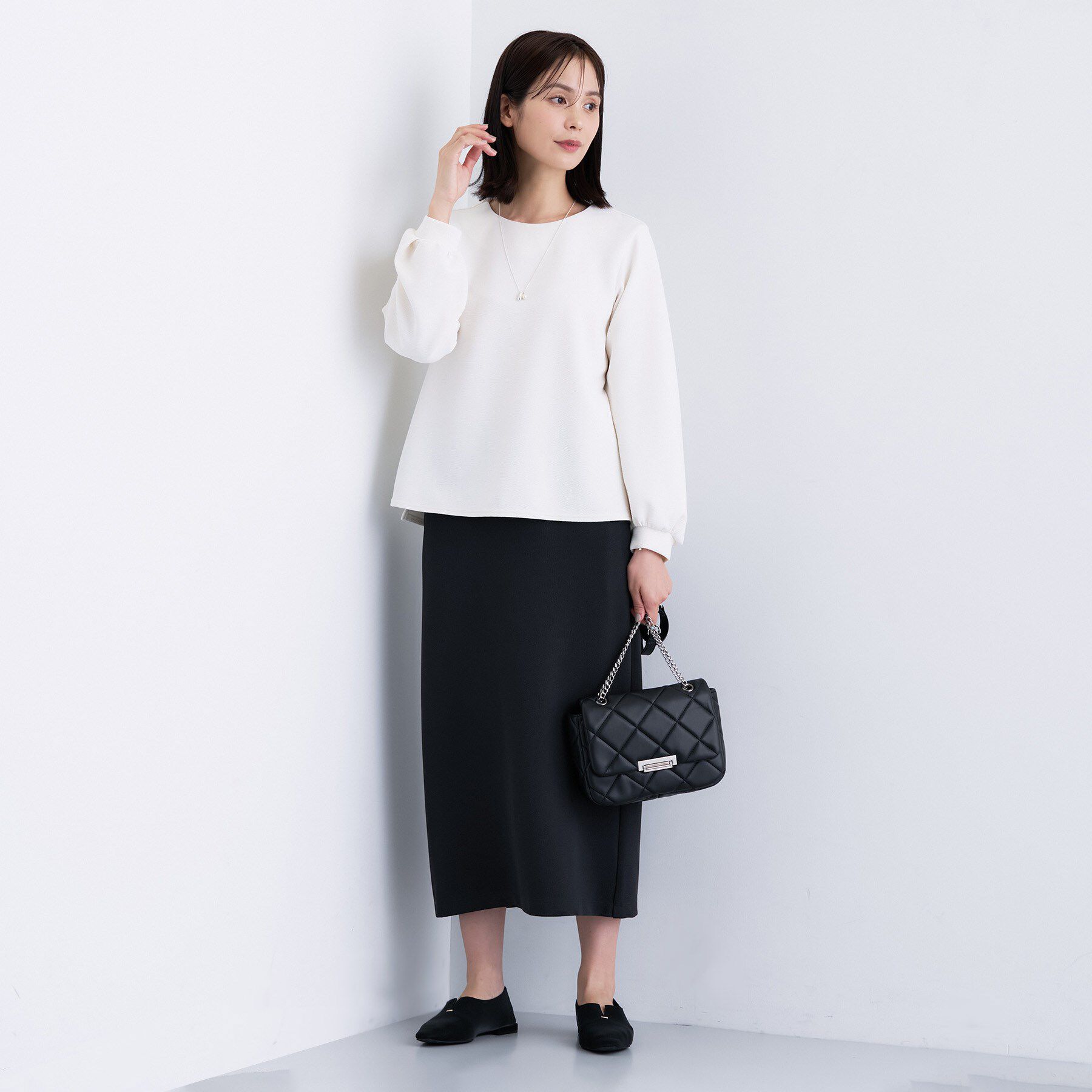 INDIVI「【SETUP可能／袖コンシャス】ダンボールジャージトップス」|Tシャツ・カットソー|