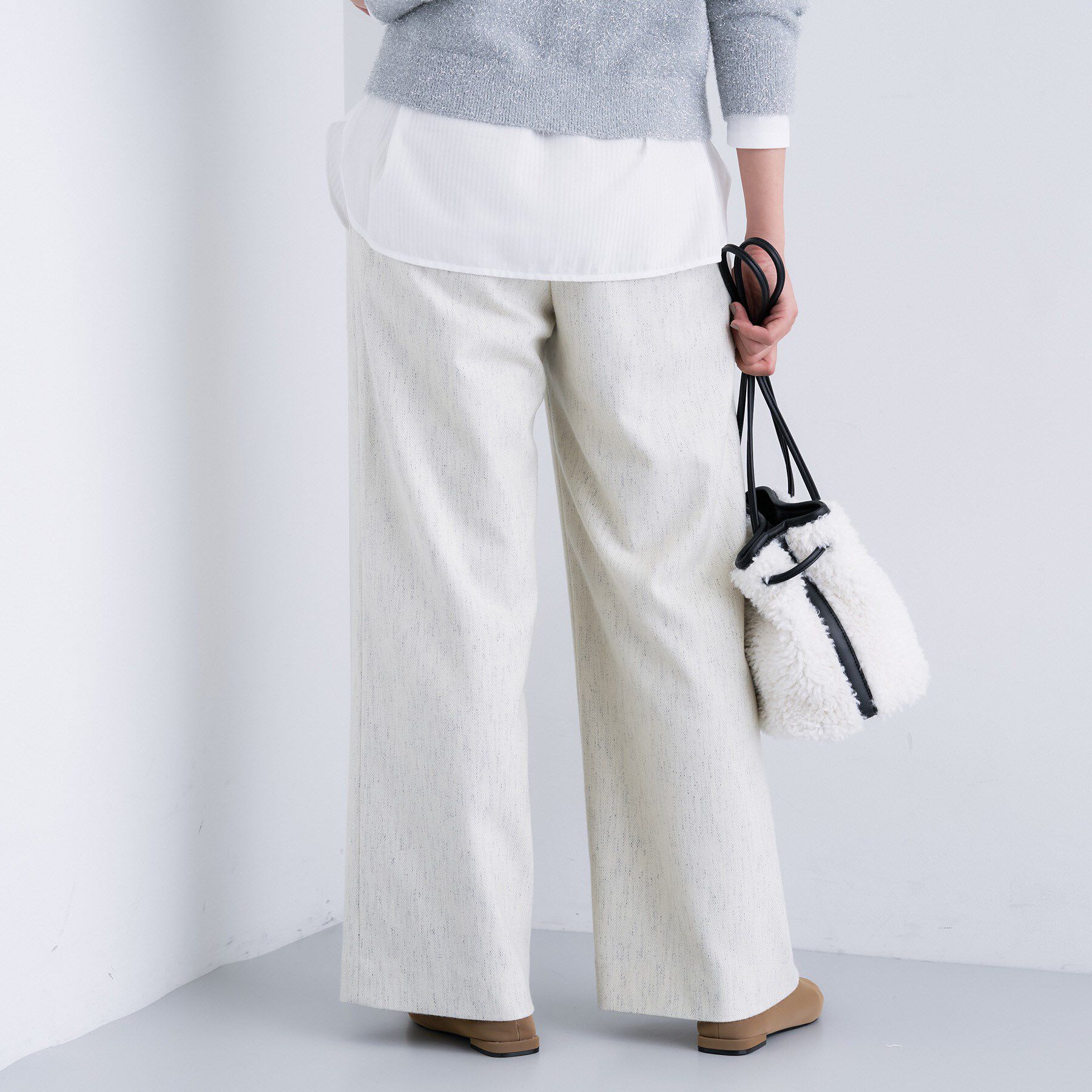 INDIVI「【褒められパンツ／ウール混】ウォームウール ワイドパンツ」|その他|