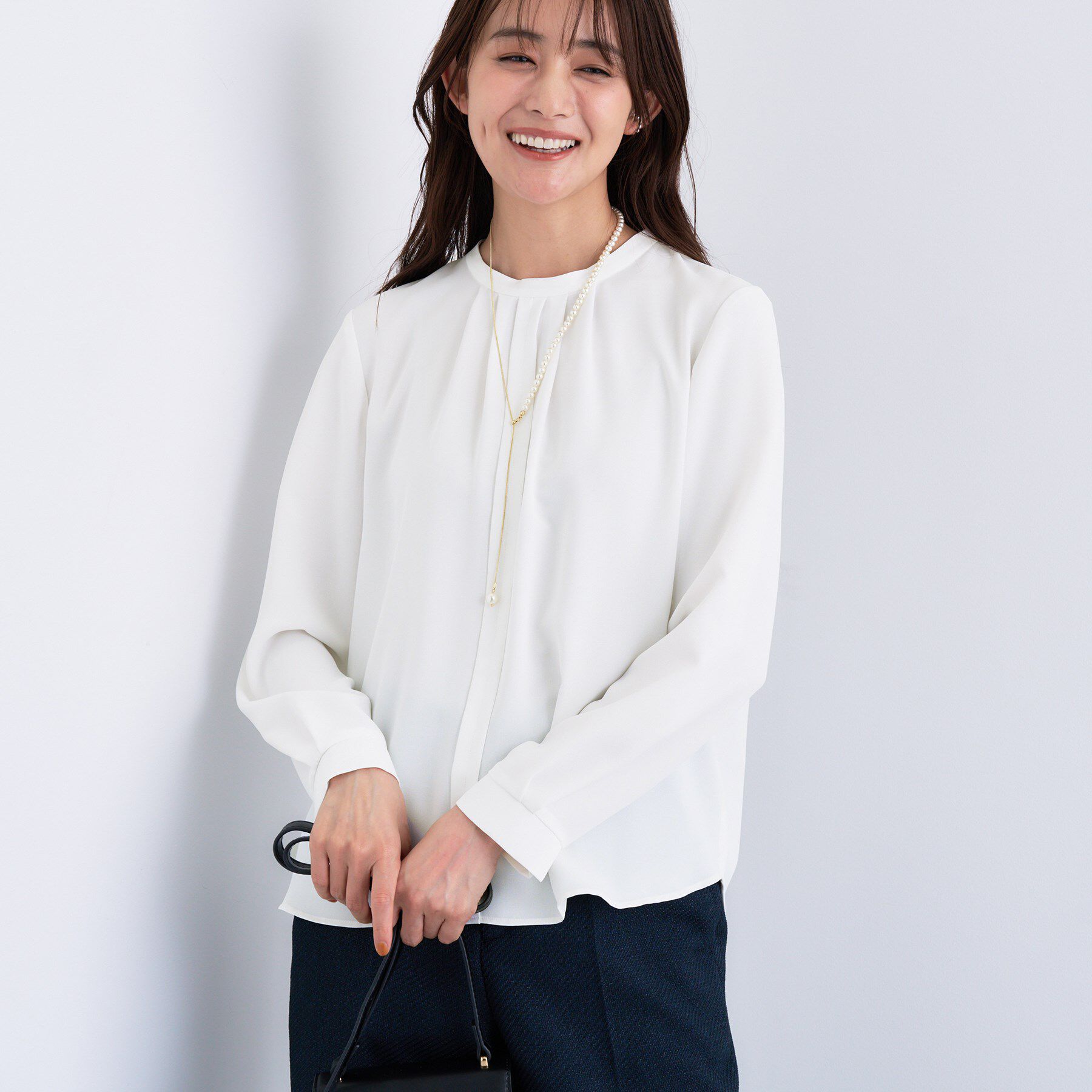 INDIVI「【通勤／オフィス】タックジョーゼットブラウス」|シャツ・ブラウス|