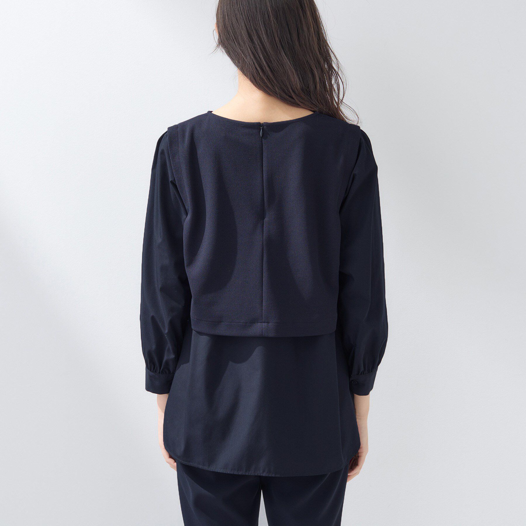 INDIVI「【洗える／UVケア】レイヤード風デザイントップス」|Tシャツ・カットソー|