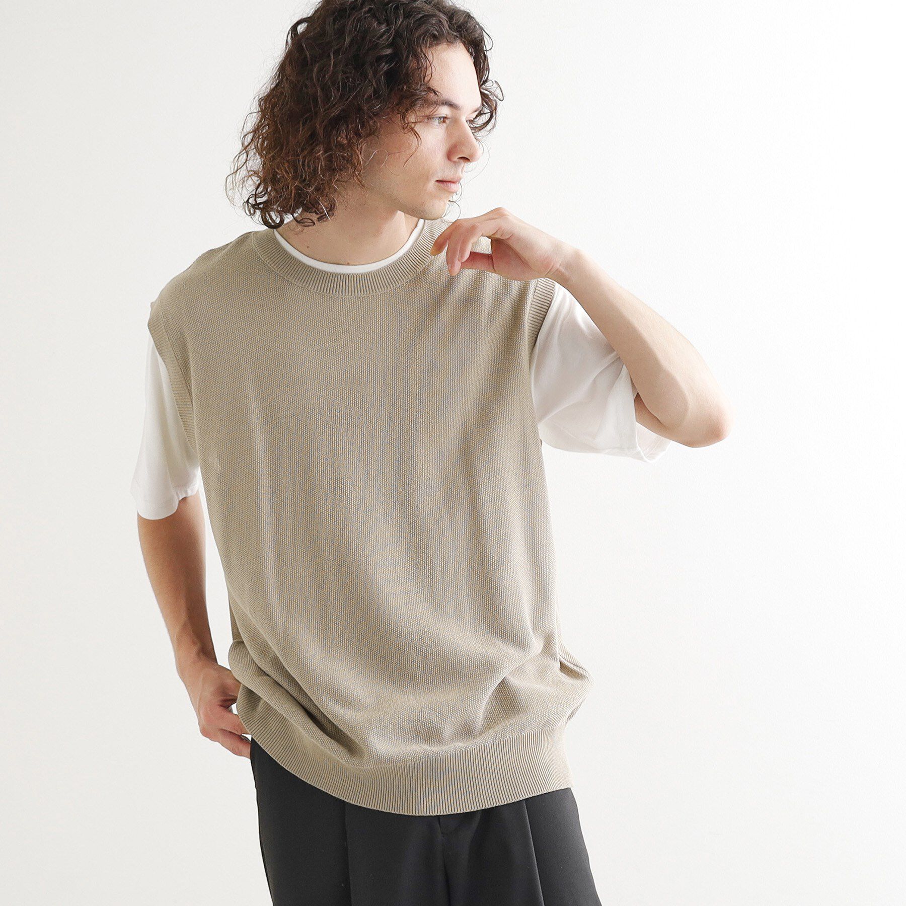 tk.TAKEO KIKUCHI「【セットアイテム】ニットベストアンサンブル」|ニット・セーター|ベージュ(052)