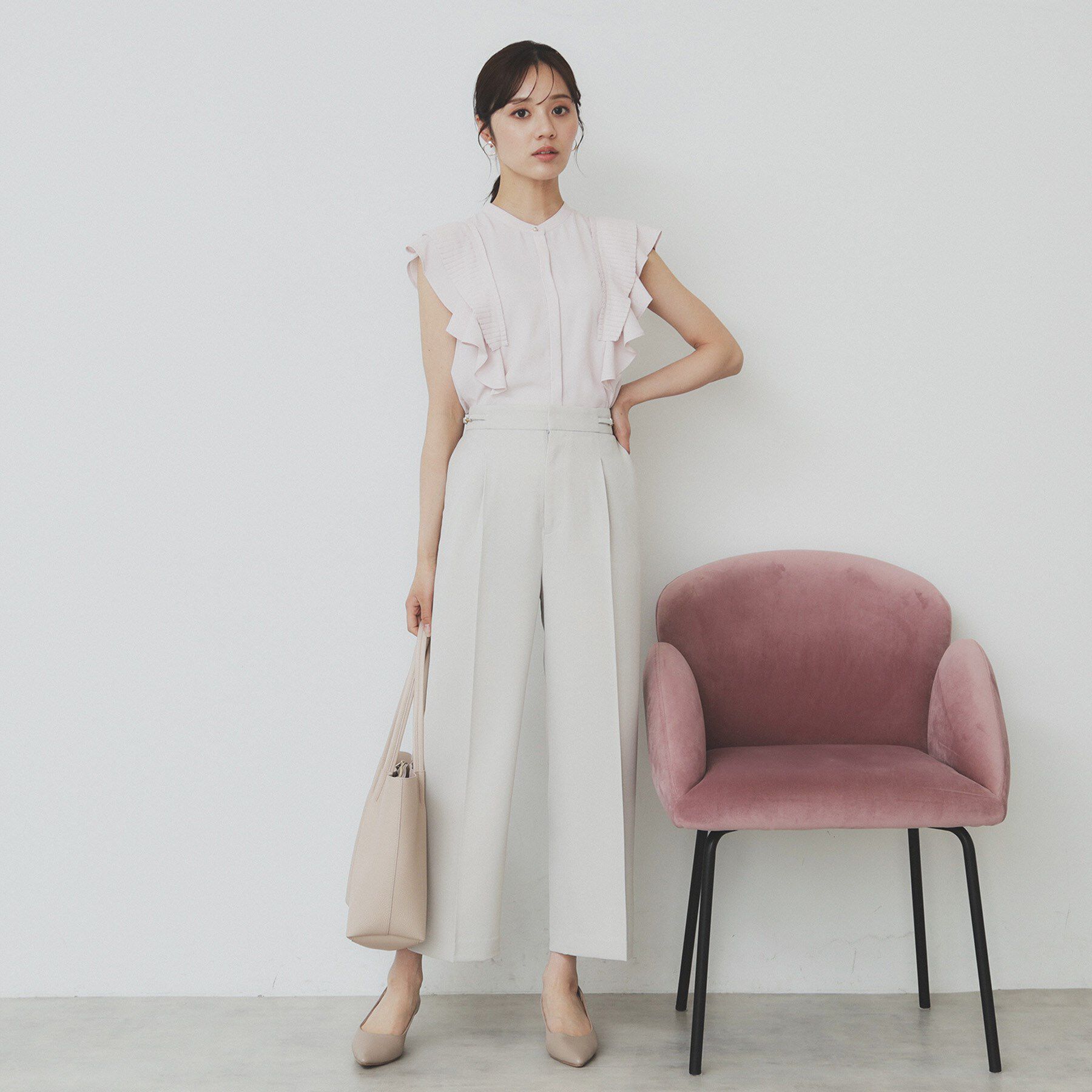 index「プリーツフリルバンドカラーブラウス【洗濯機洗い可/イージーアイロン】」|シャツ・ブラウス|