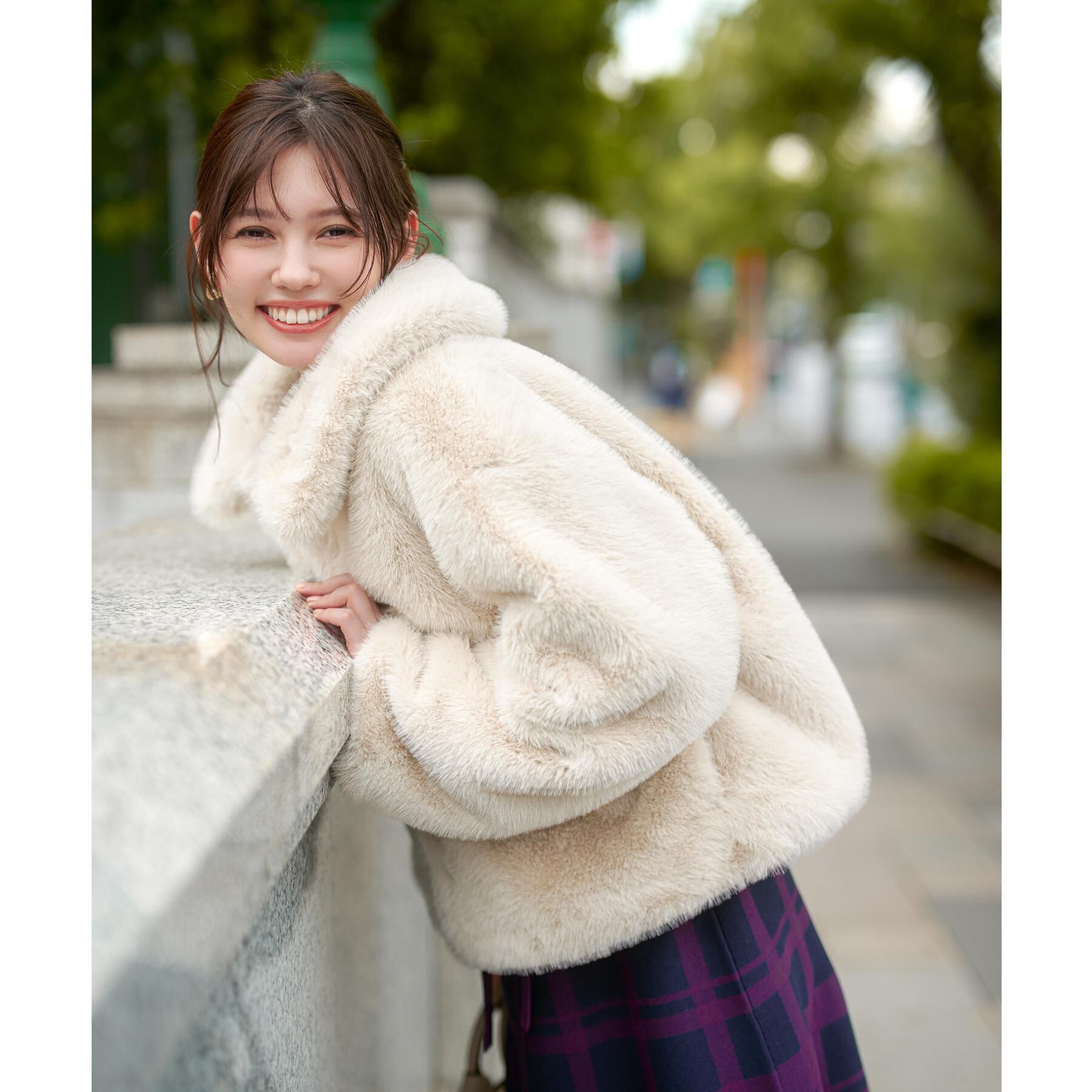 index「エコファーショートコート【洗える】」|ステンカラーコート|