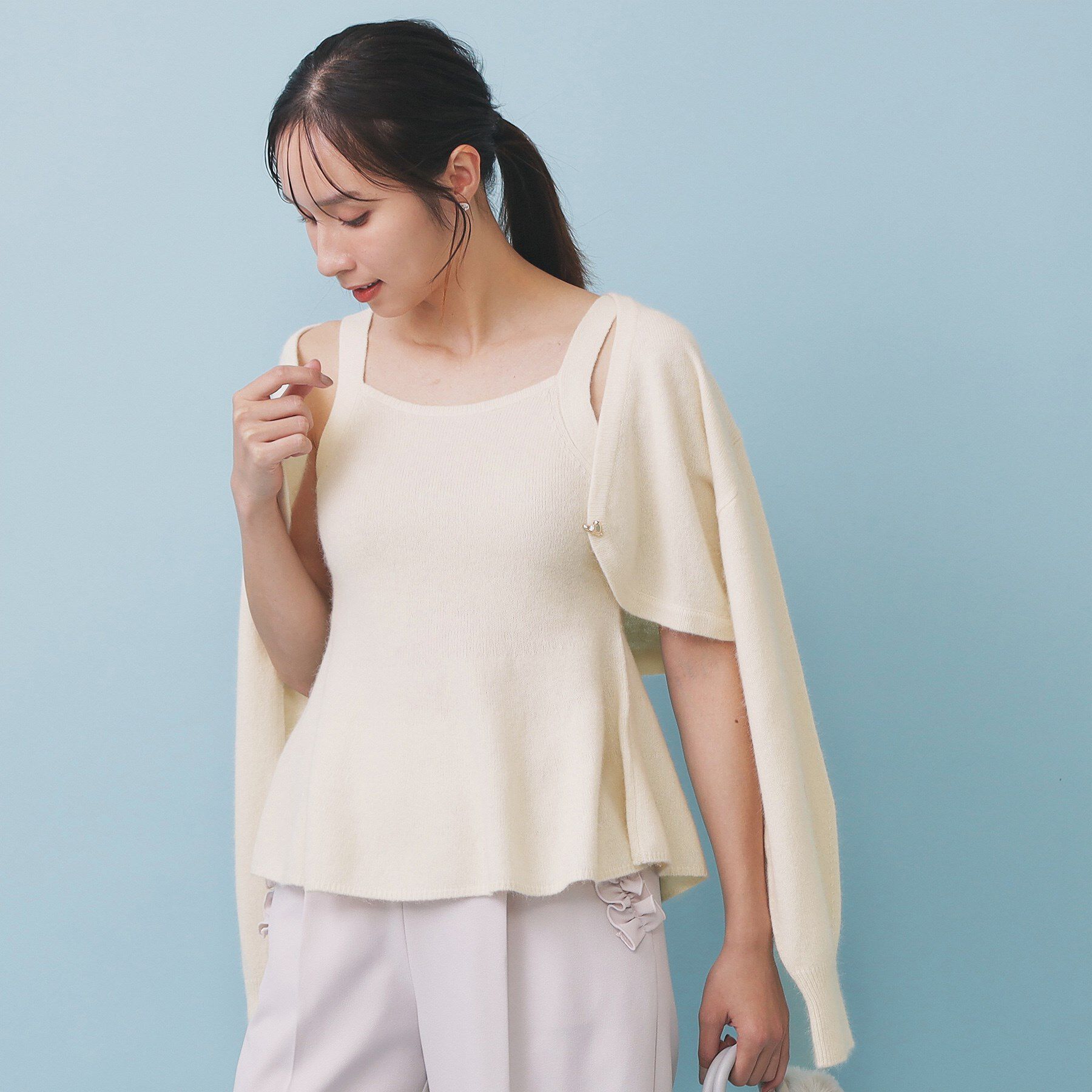 index「ペプラムニットキャミソール/アンサンブル対応【洗える】」|キャミソール|