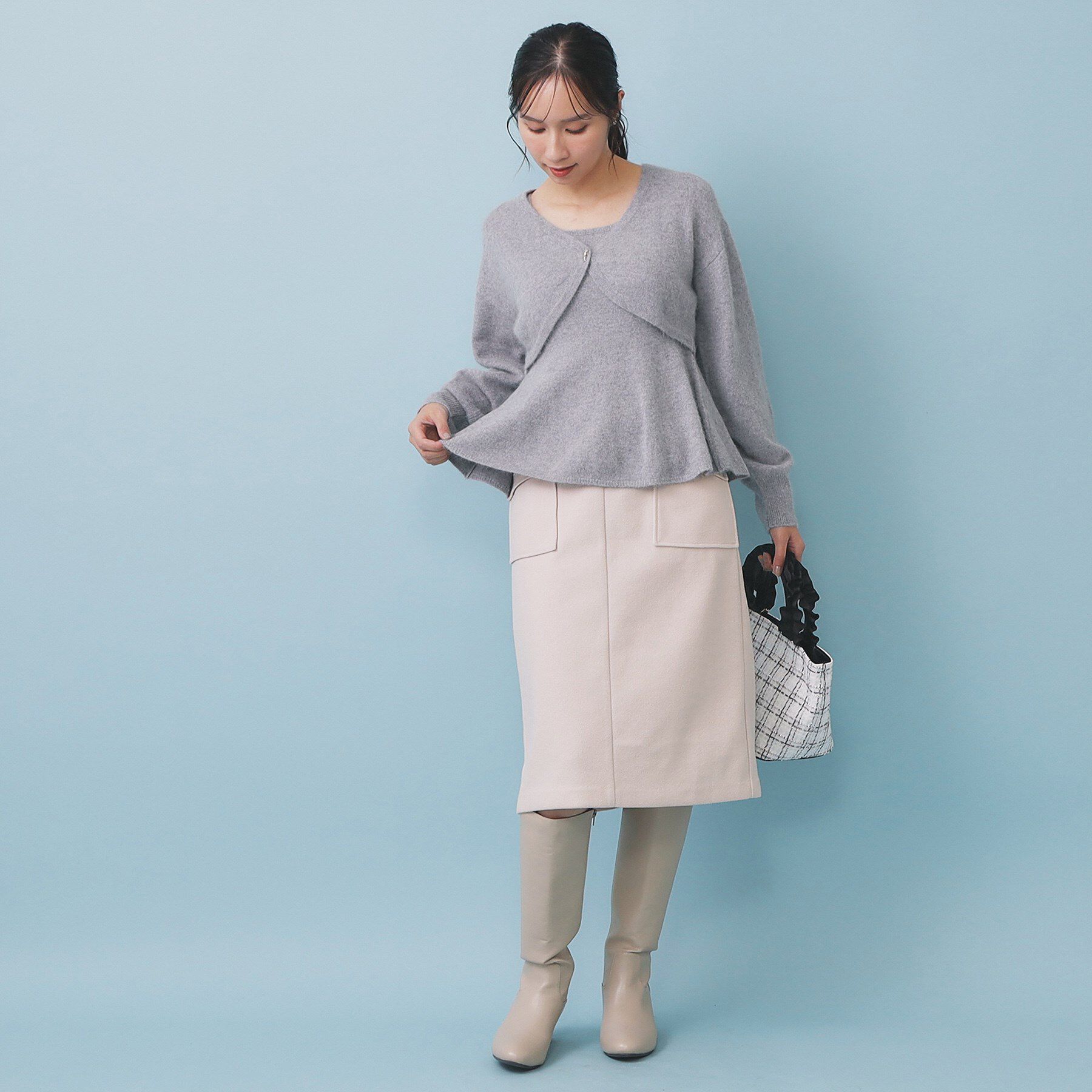 index「ペプラムニットキャミソール/アンサンブル対応【洗える】」|キャミソール|