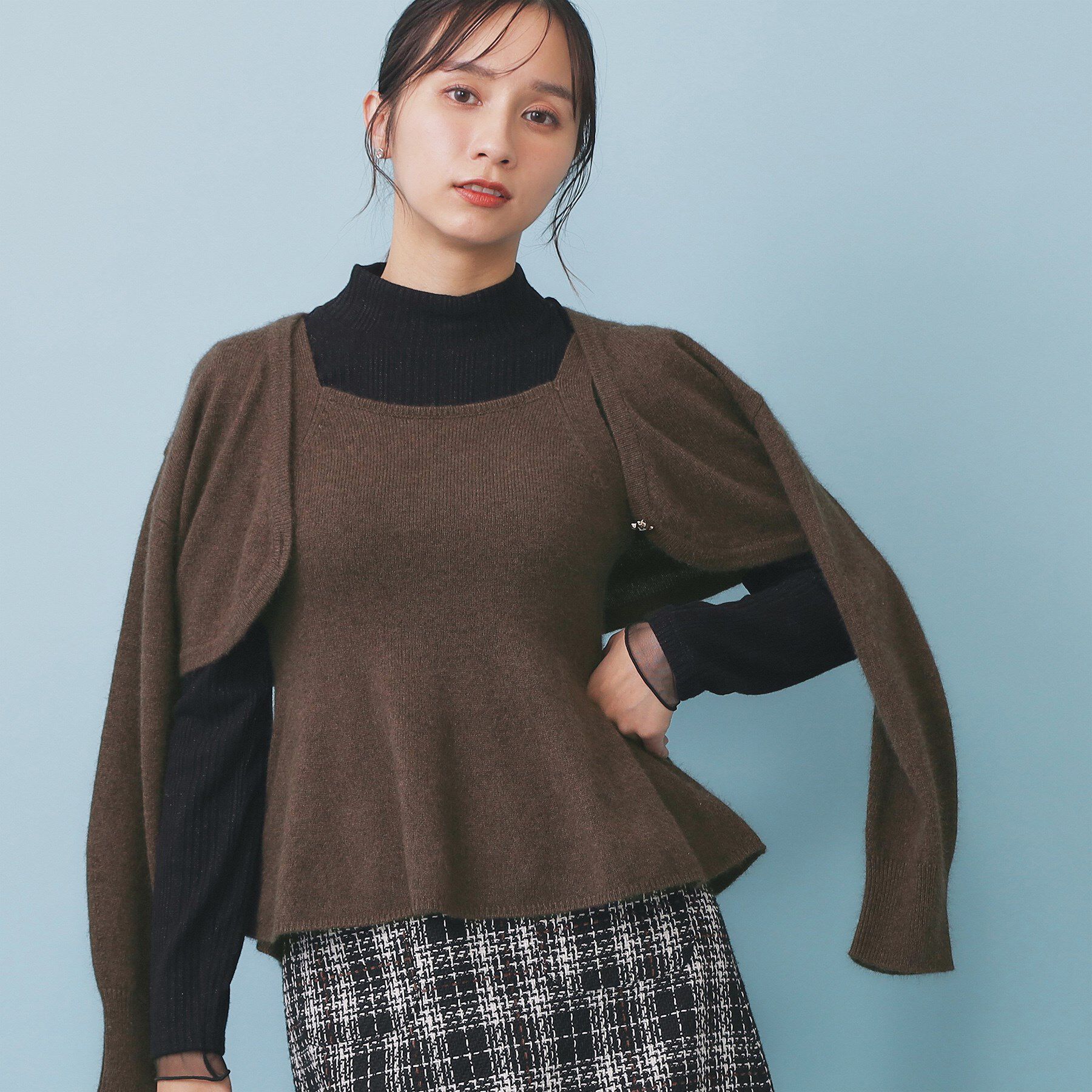 index「ペプラムニットキャミソール/アンサンブル対応【洗える】」|キャミソール|