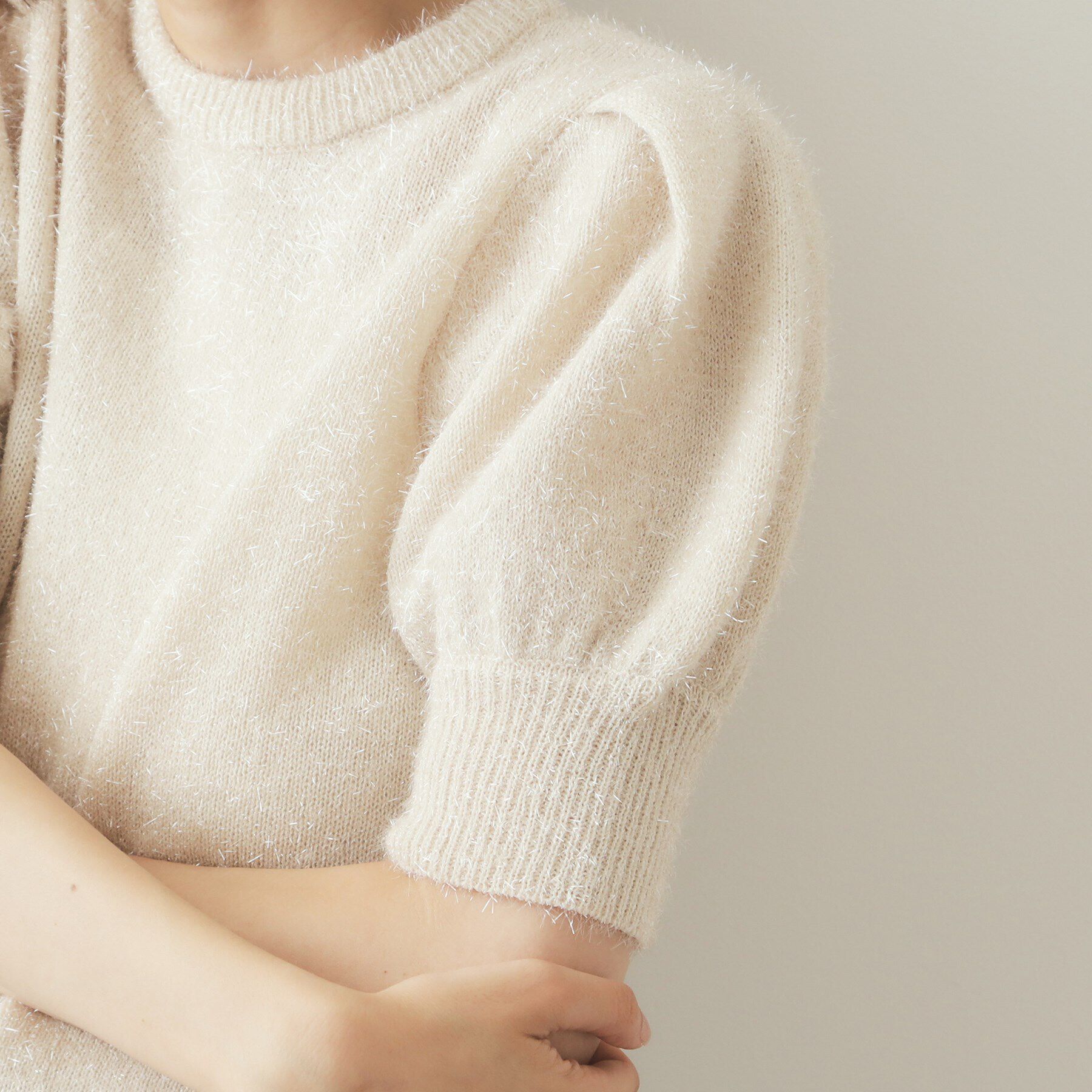 OPAQUE.CLIP「《andGIRL掲載》キラキラボリュームスリーブニット【洗濯機洗い可】」|ニット・セーター|