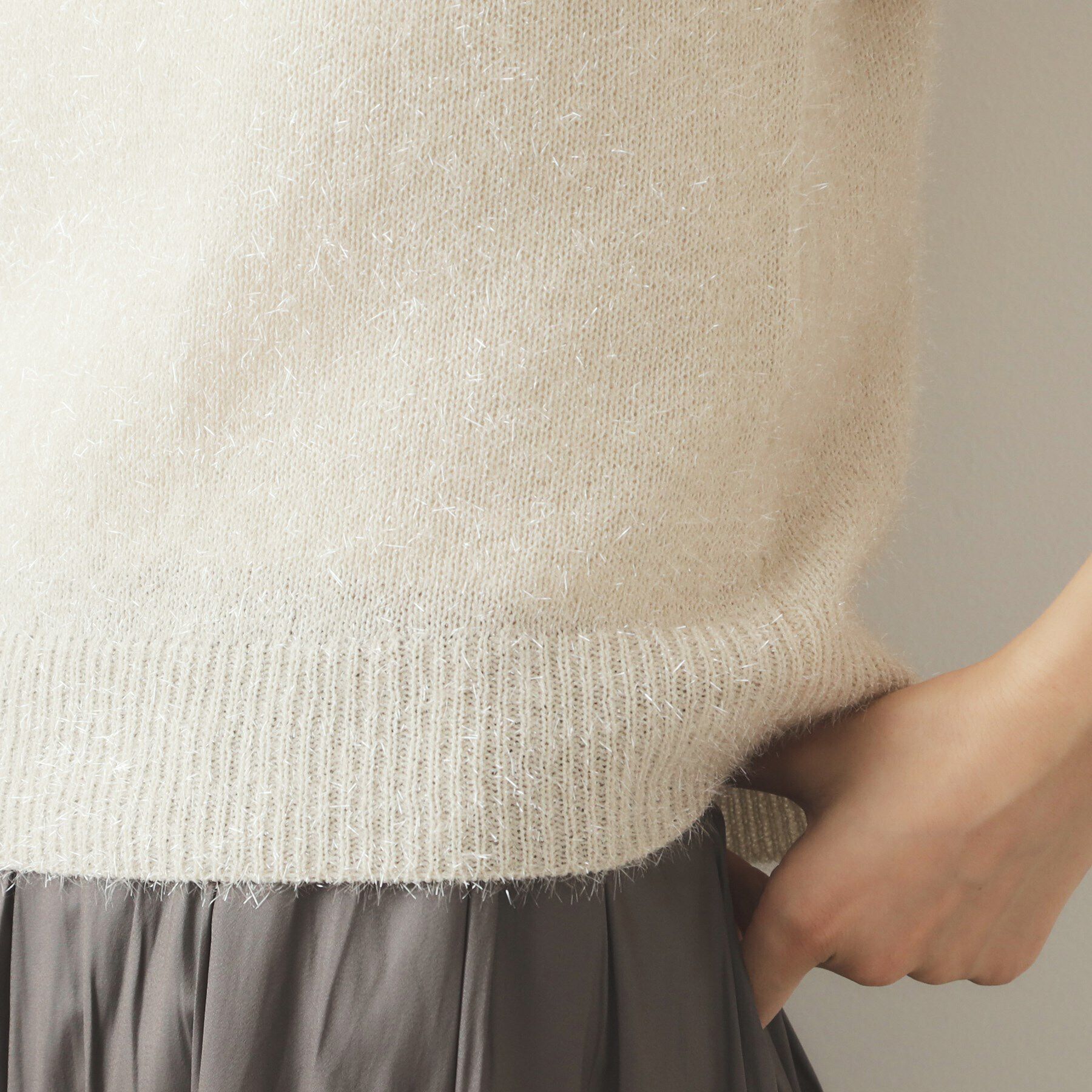 OPAQUE.CLIP「《andGIRL掲載》キラキラボリュームスリーブニット【洗濯機洗い可】」|ニット・セーター|