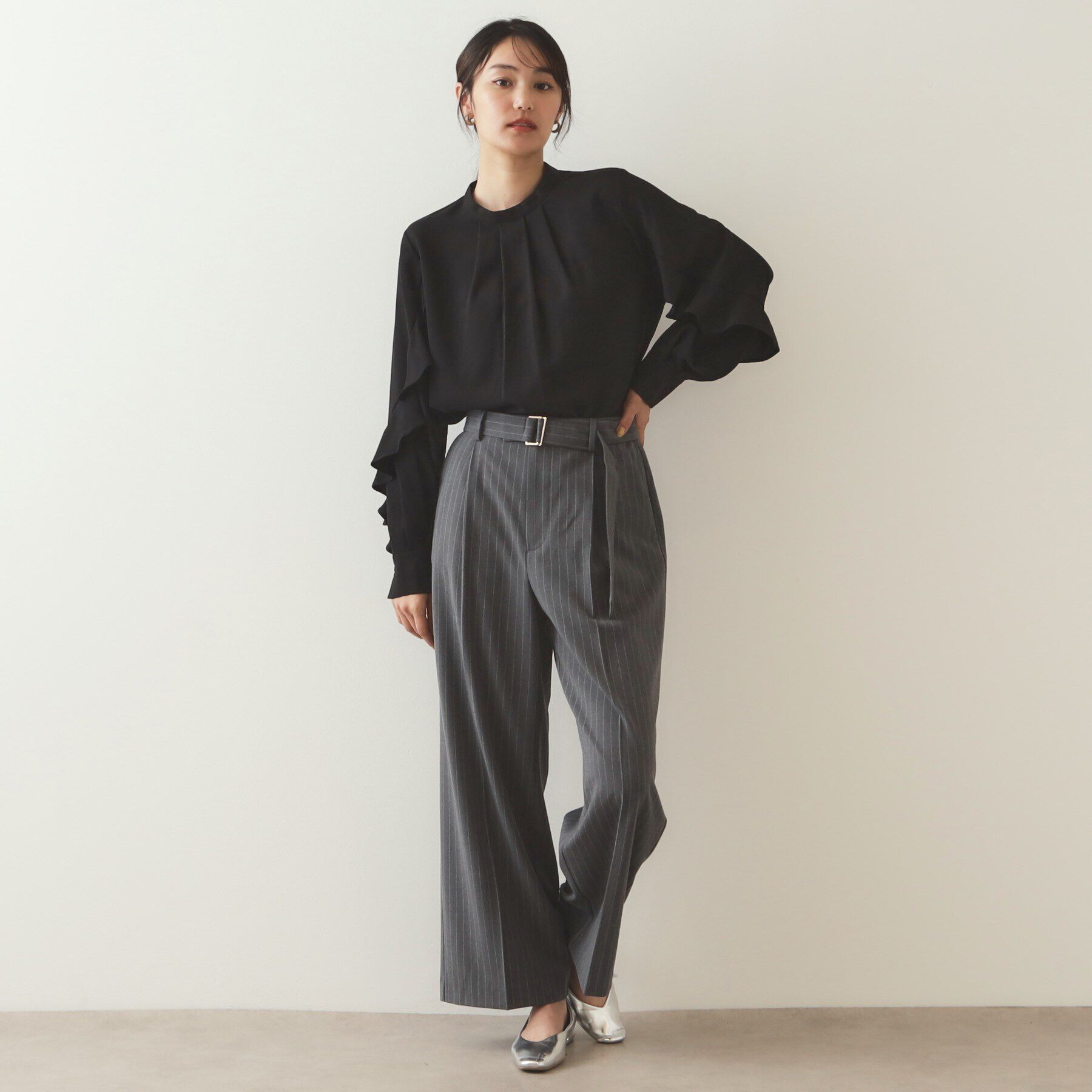 OPAQUE.CLIP「フリルスリーブブラウス【洗濯機洗い可】」|シャツ・ブラウス|