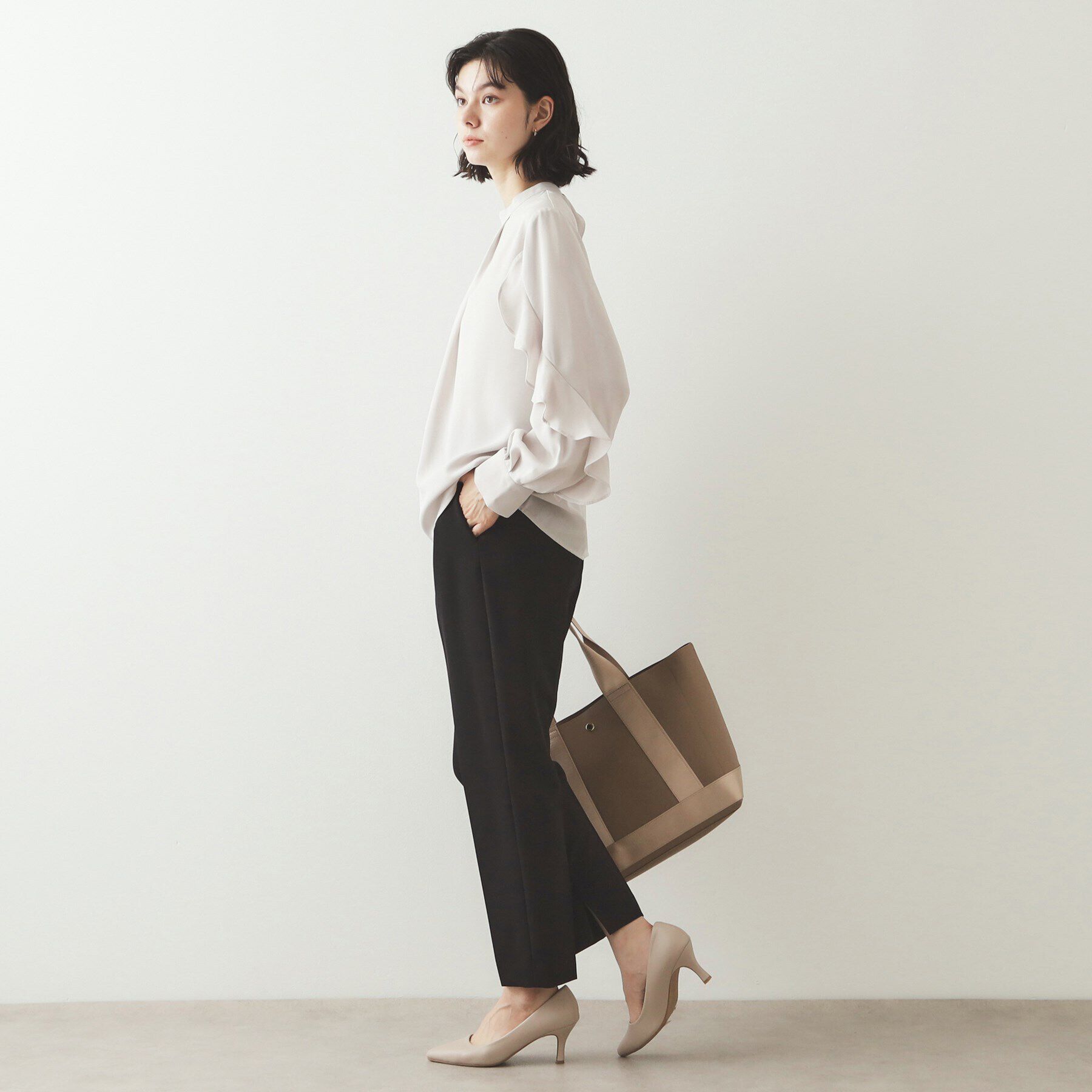 OPAQUE.CLIP「フリルスリーブブラウス【洗濯機洗い可】」|シャツ・ブラウス|