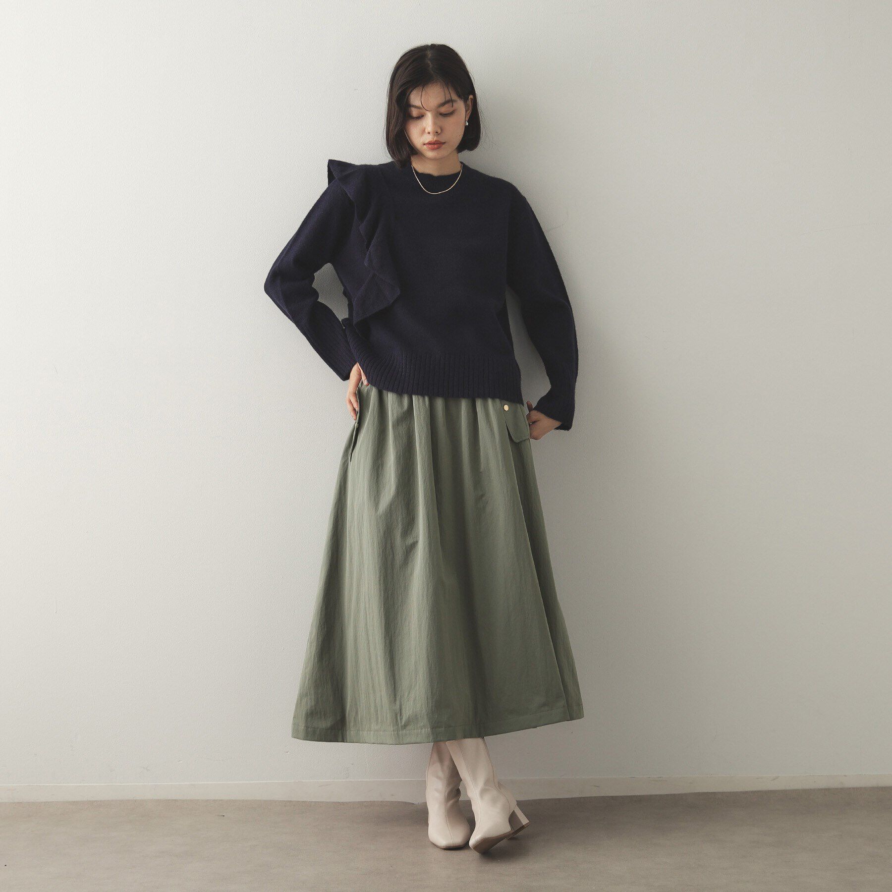 OPAQUE.CLIP「ミリタリーデザインフレアスカート【洗濯機洗い可】」|スカート|