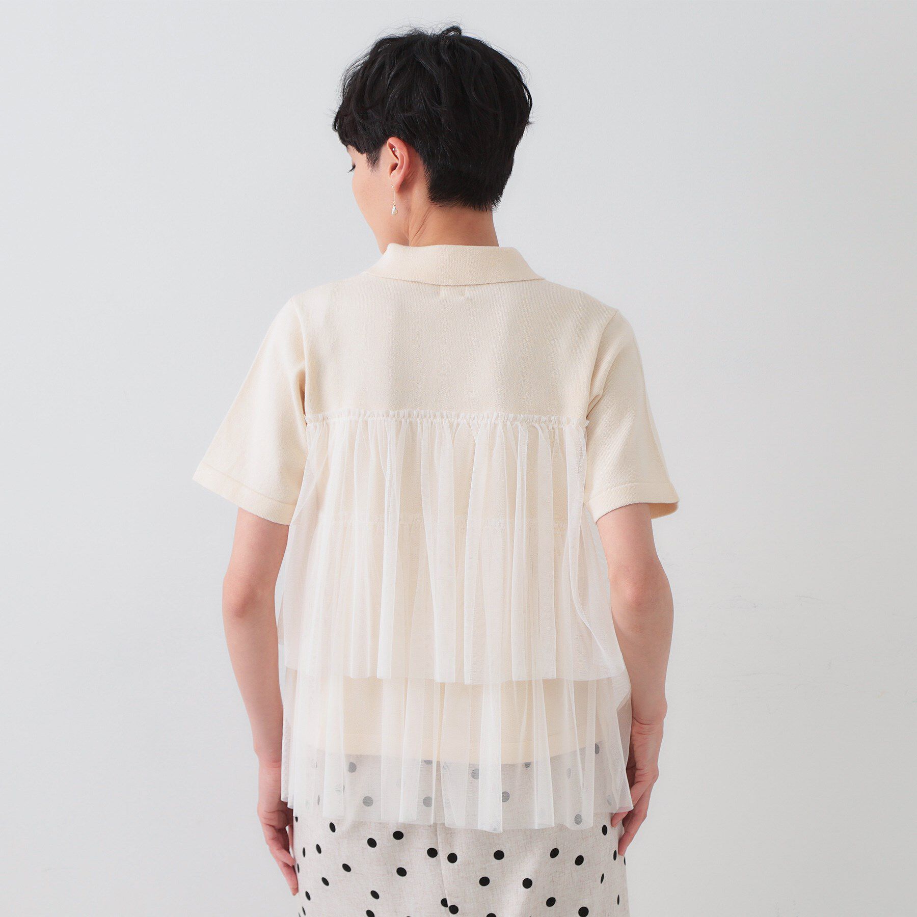 OPAQUE.CLIP「チュールティアードドッキングポロニット【洗濯機洗い可】」|ニット・セーター|