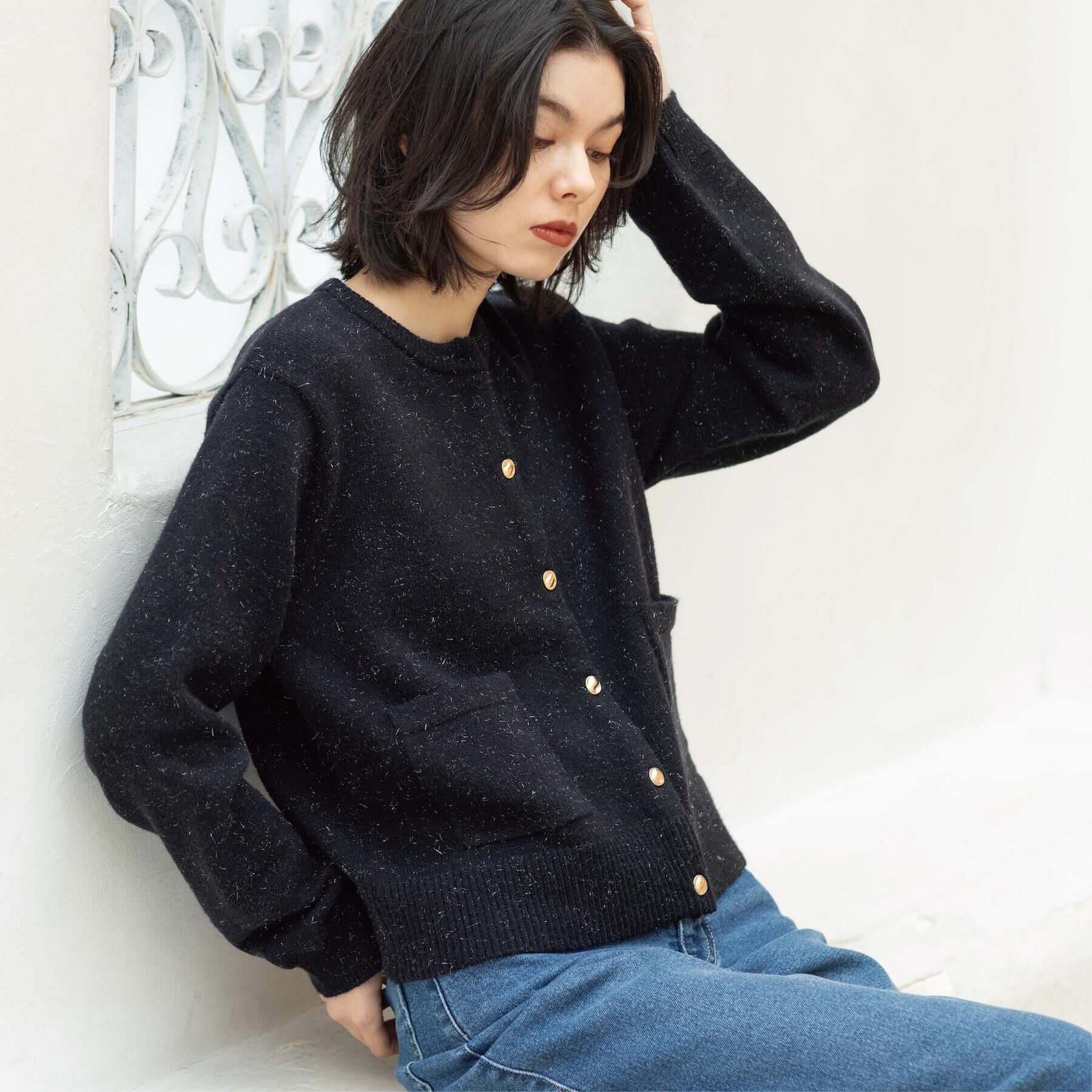 OPAQUE.CLIP「金ボタンラメニットカーディガン【洗濯機OK】」|カーディガン|
