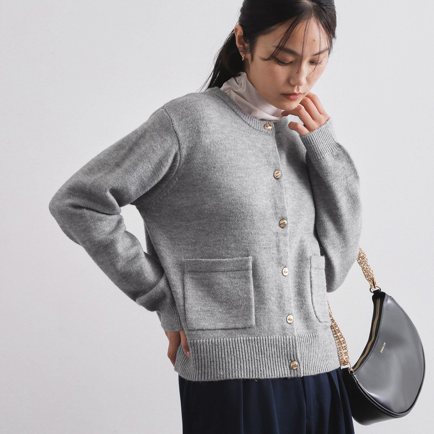 OPAQUE.CLIP「金ボタンラメニットカーディガン【洗濯機OK】」|カーディガン|