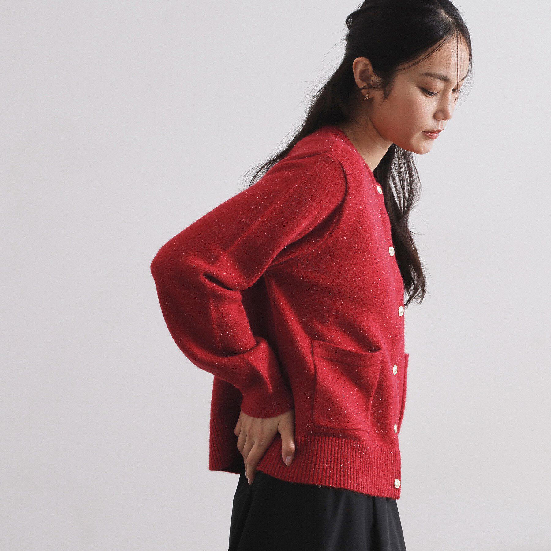 OPAQUE.CLIP「金ボタンラメニットカーディガン【洗濯機OK】」|カーディガン|
