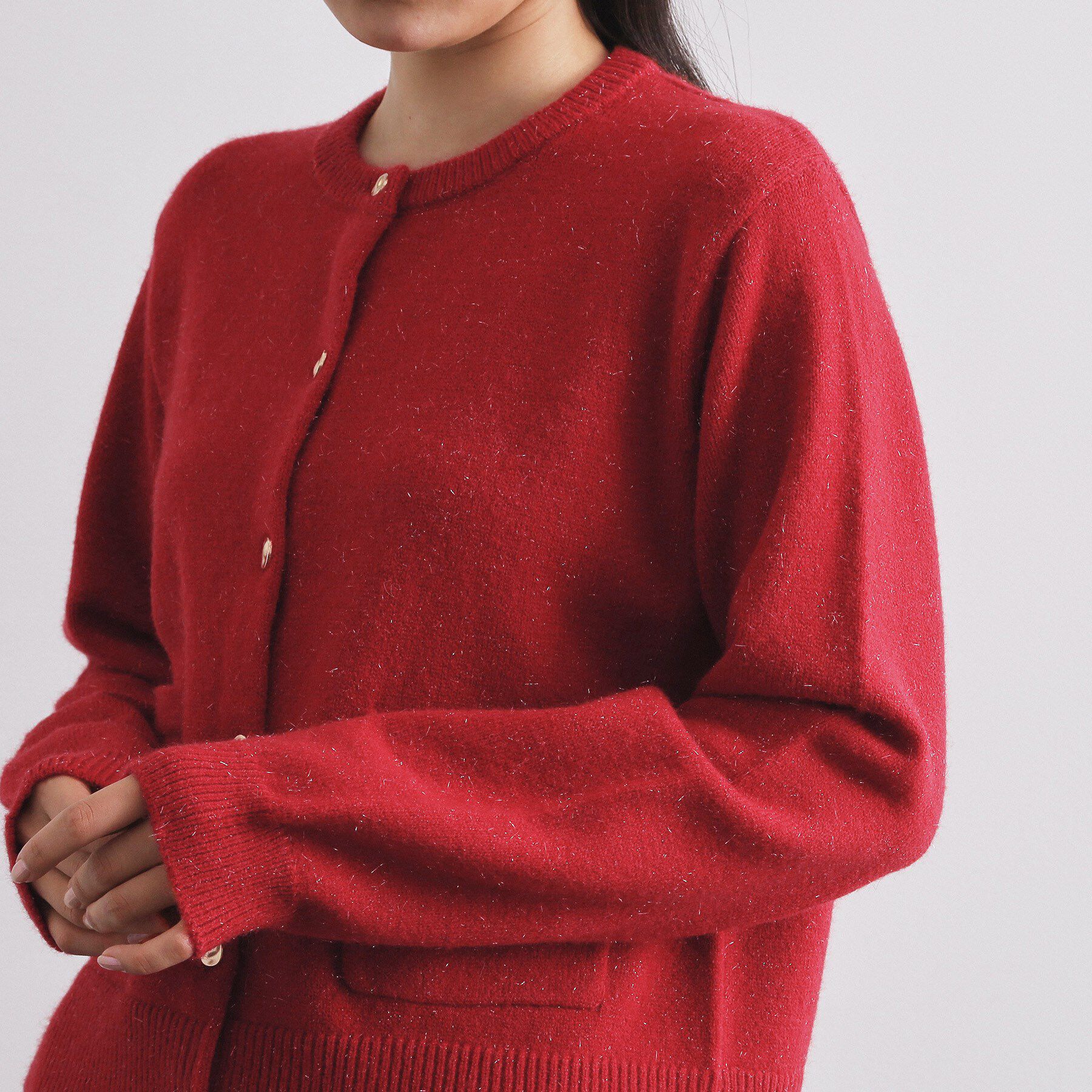 OPAQUE.CLIP「金ボタンラメニットカーディガン【洗濯機OK】」|カーディガン|