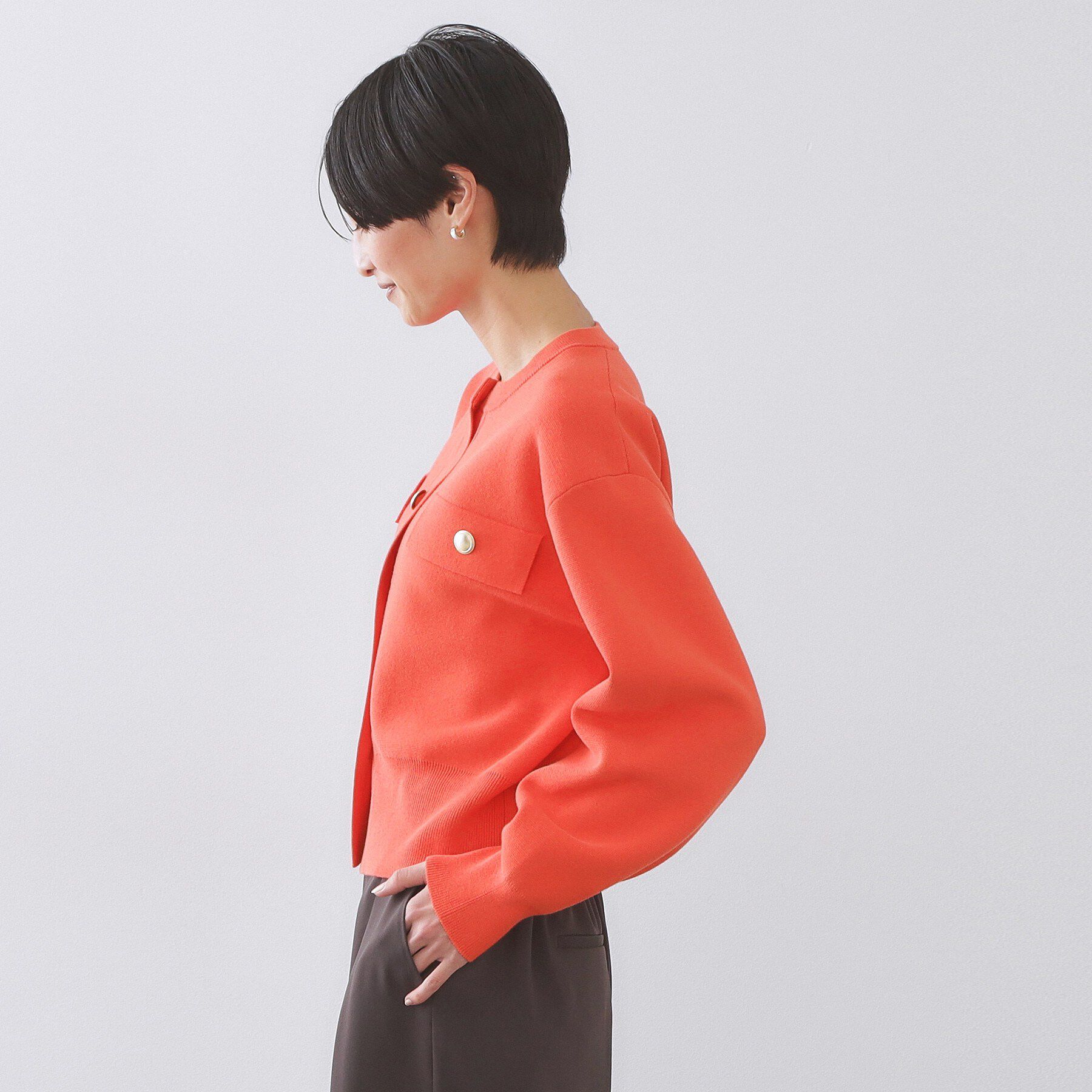 OPAQUE.CLIP「フラップポケット金ボタンニットカーディガン【洗濯機OK】」|カーディガン|