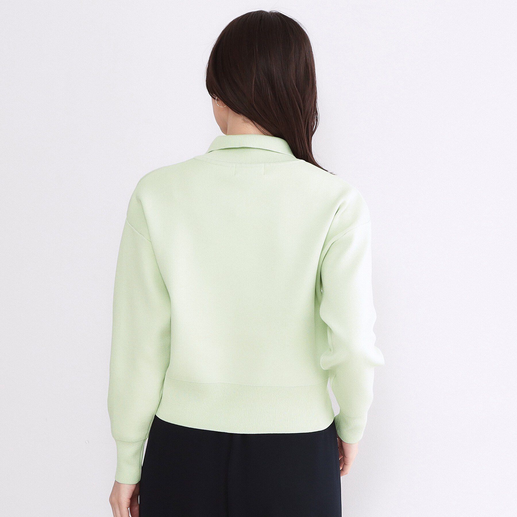 OPAQUE.CLIP「ハーフZIP刺繍ロゴニット【洗濯機OK】」|ニット・セーター|