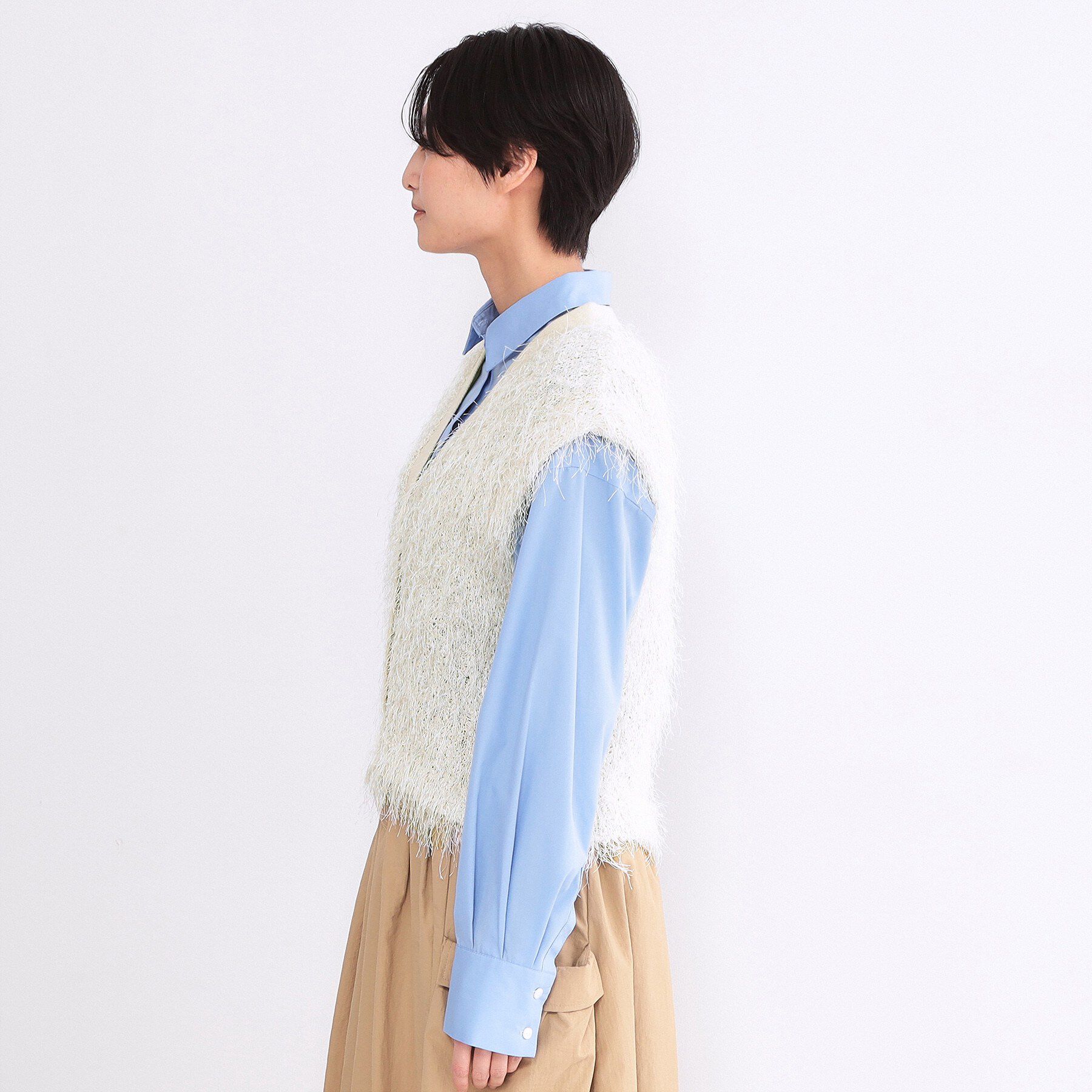 OPAQUE.CLIP「フリンジニットベスト【洗濯機OK】」|ニット・セーター|