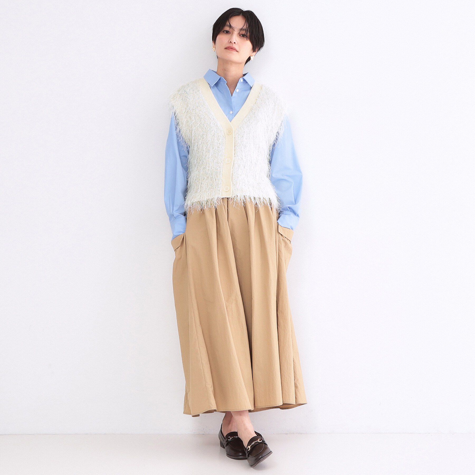 OPAQUE.CLIP「フリンジニットベスト【洗濯機OK】」|ニット・セーター|