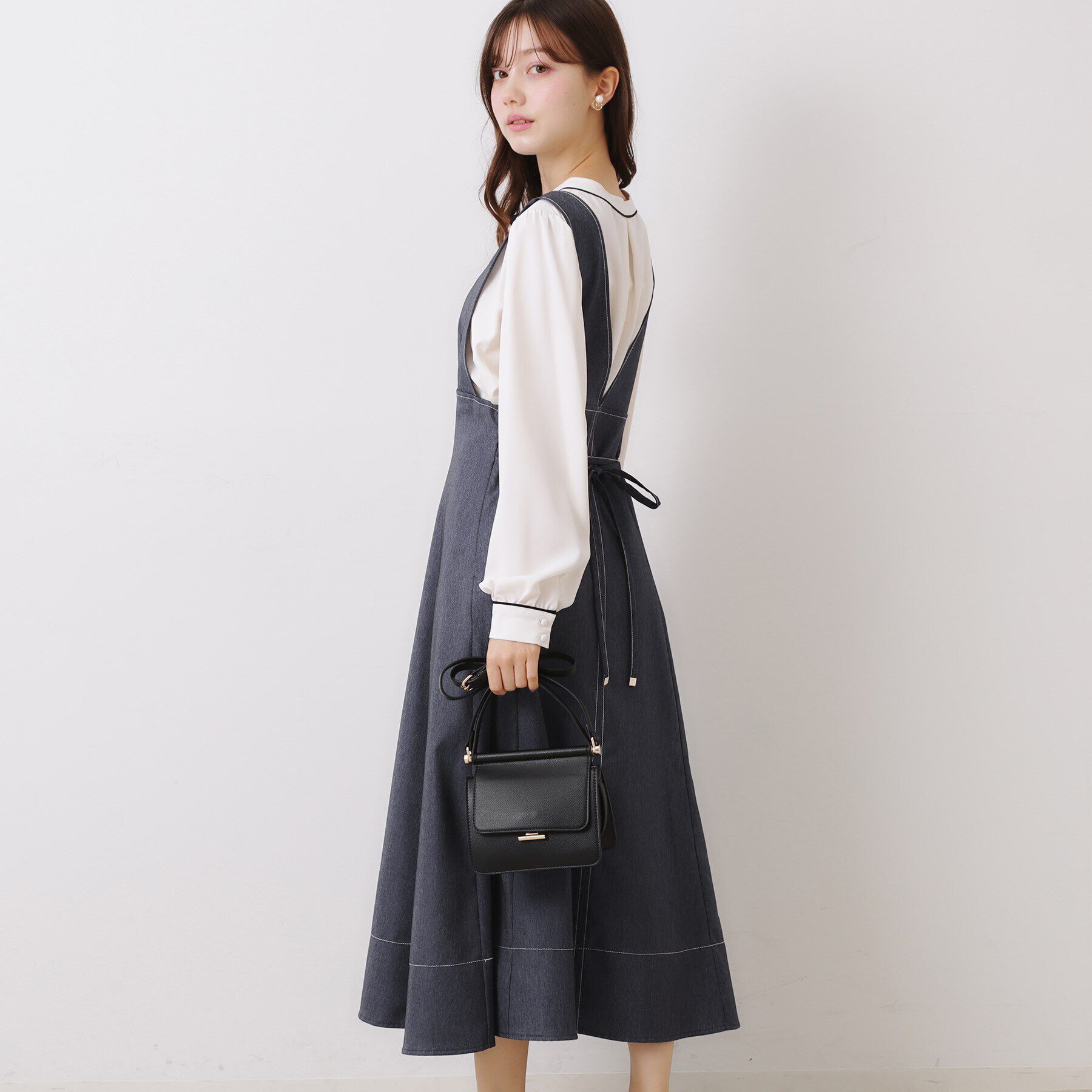 Couture broach「【大人可愛い・キレイめジャンスカ】デニムライク細リボンジャンスカ」|ワンピース|