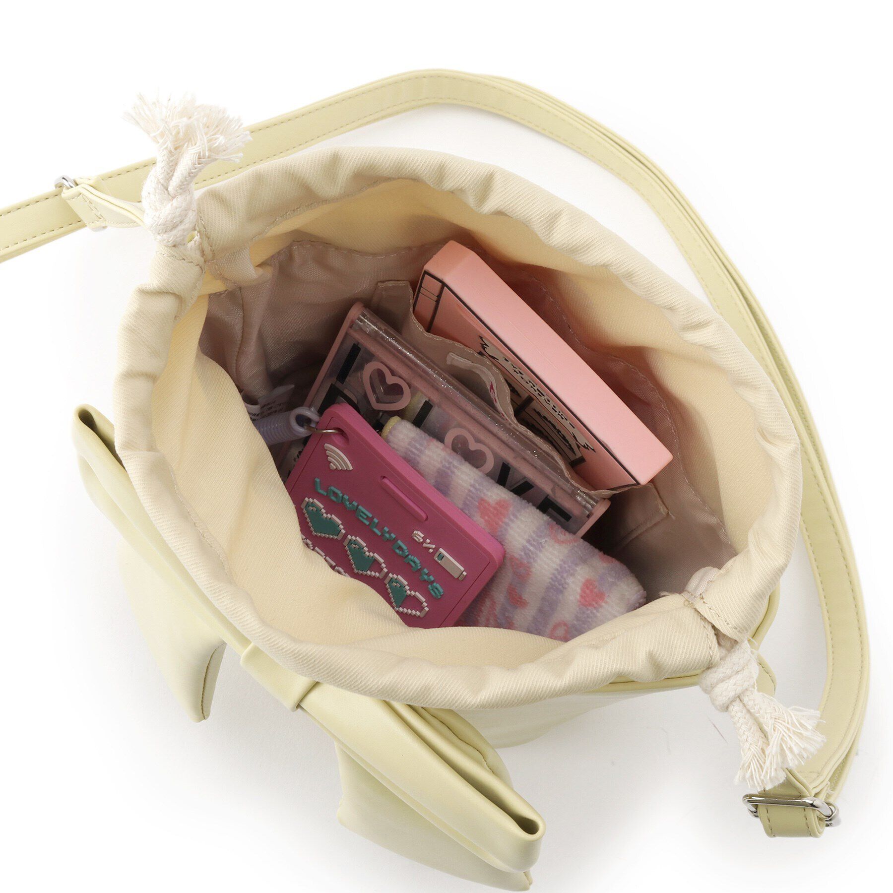 PINK-latte「リボン巾着バッグ」|ショルダー・メッセンジャー|