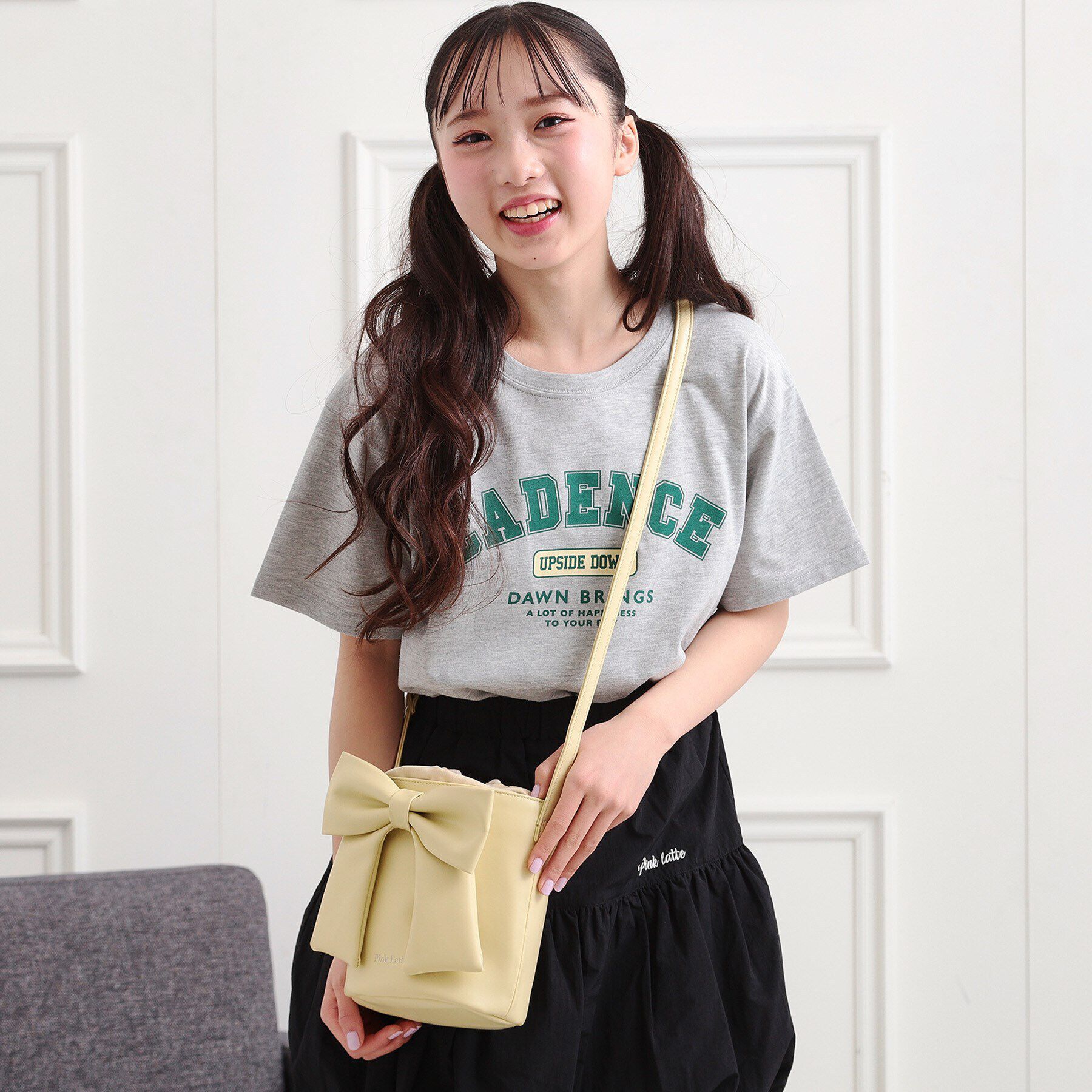 PINK-latte「リボン巾着バッグ」|ショルダー・メッセンジャー|