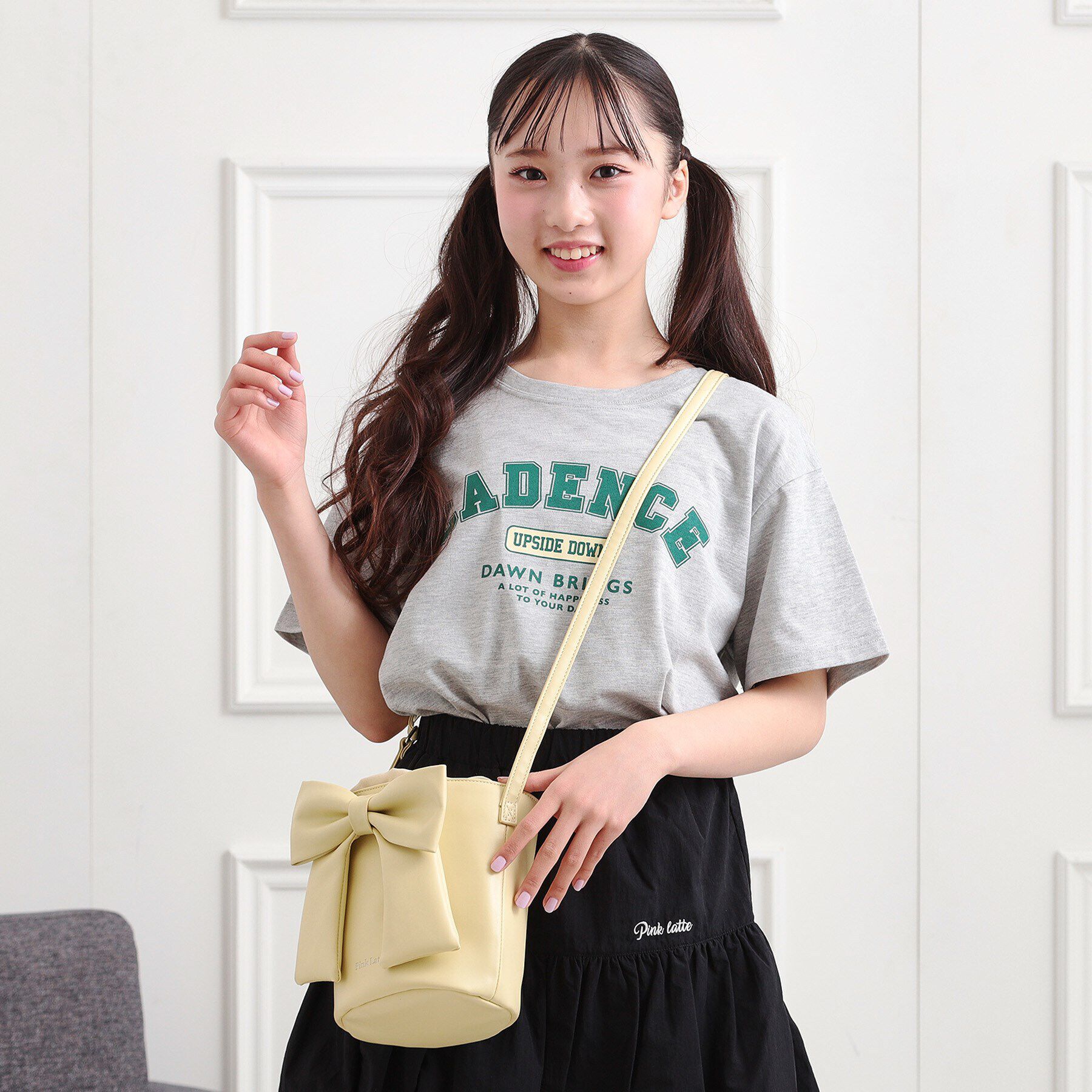 PINK-latte「リボン巾着バッグ」|ショルダー・メッセンジャー|