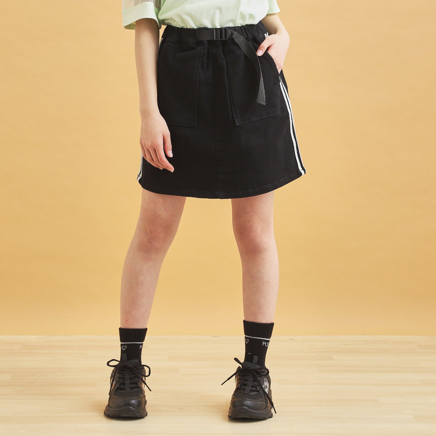 PINK-latte「サイドラインストレッチスカート」|スカート|