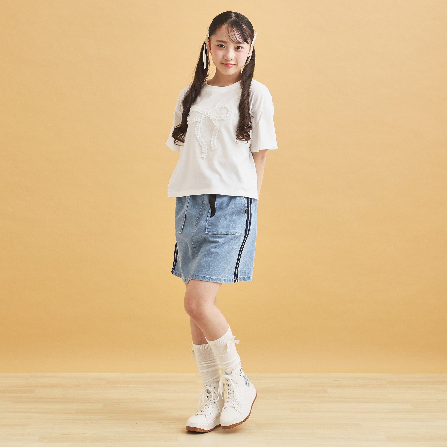 PINK-latte「サイドラインストレッチスカート」|スカート|