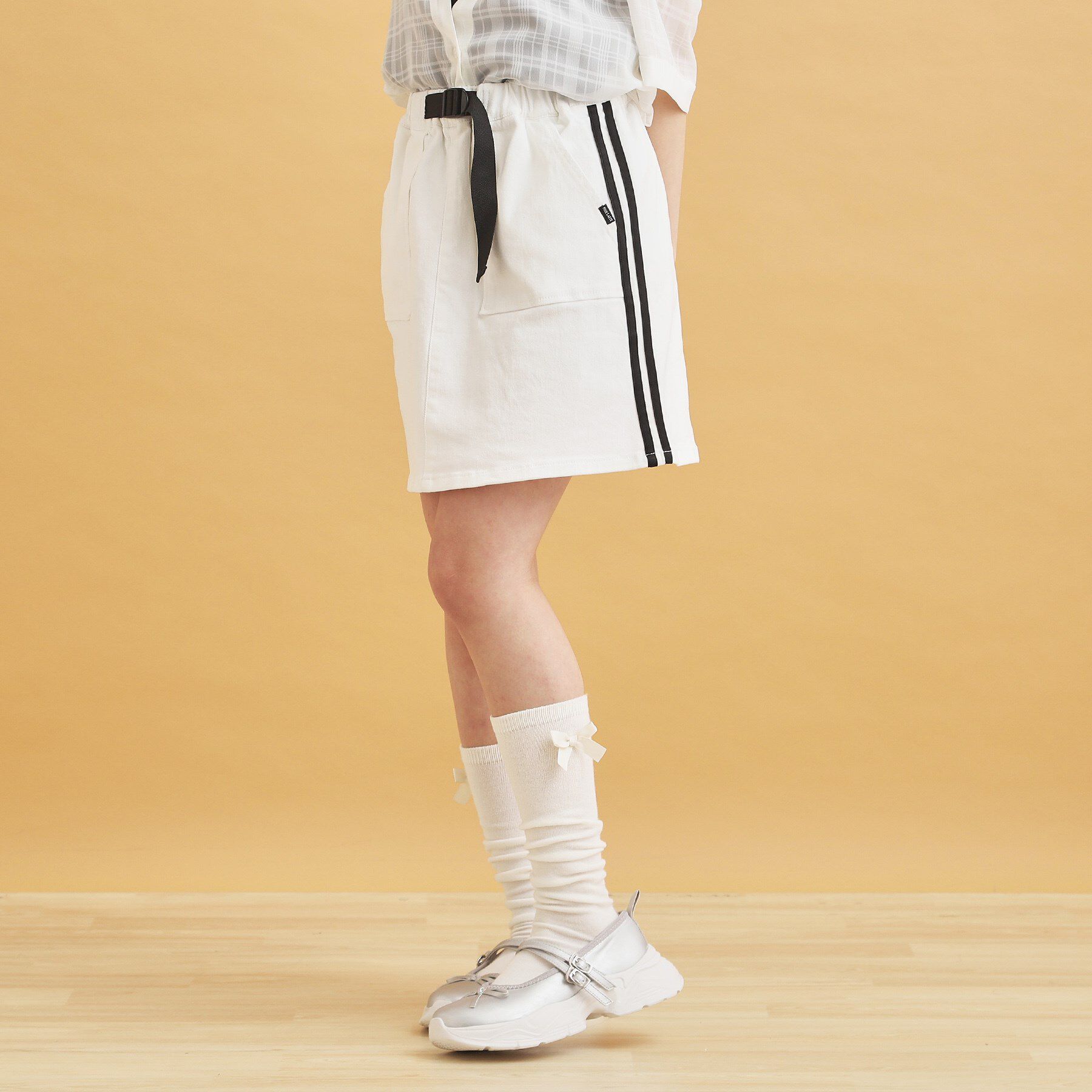 PINK-latte「サイドラインストレッチスカート」|スカート|