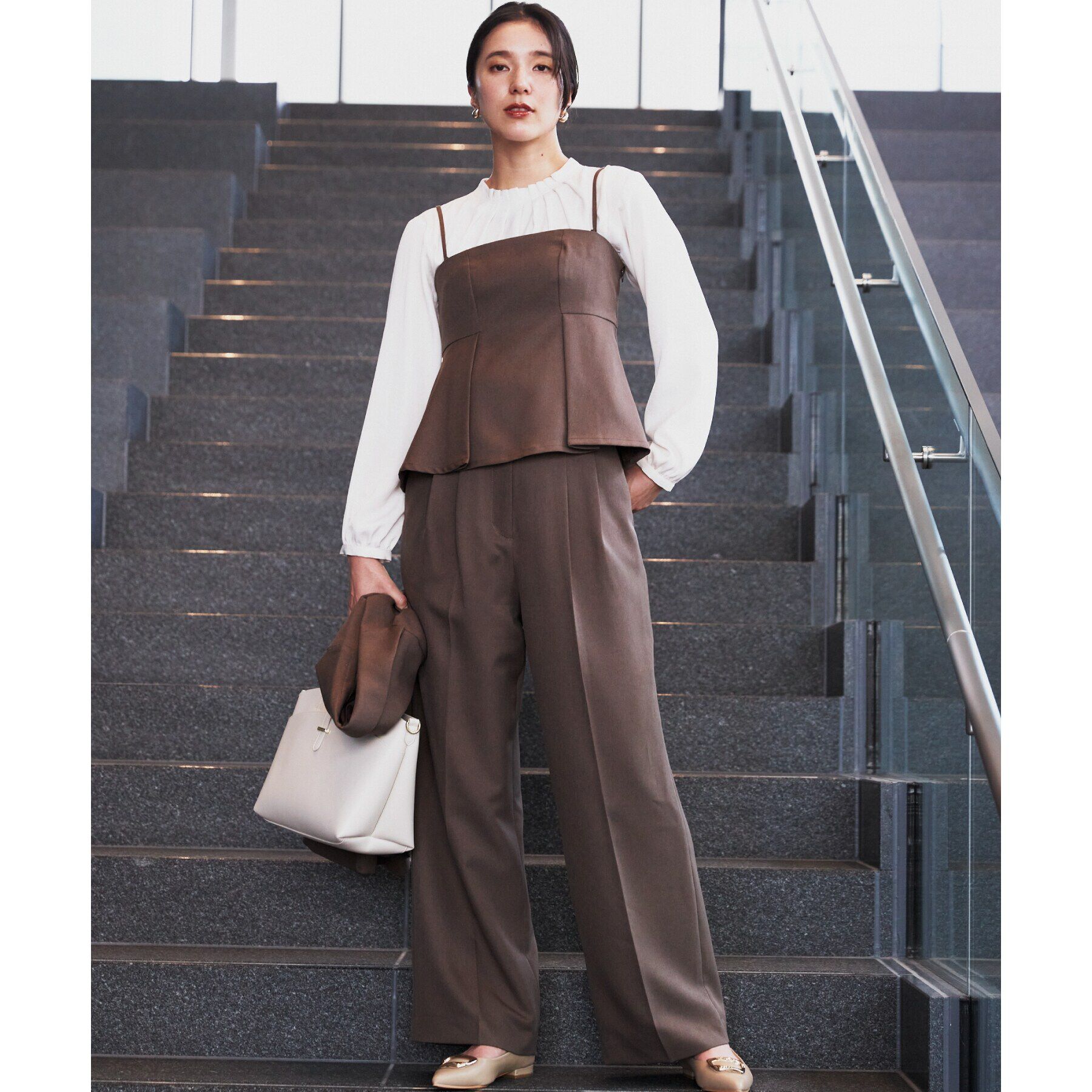 THE SHOP TK「【セットアップ可/洗える】パウダリーツイルビスチェ」|キャミソール|