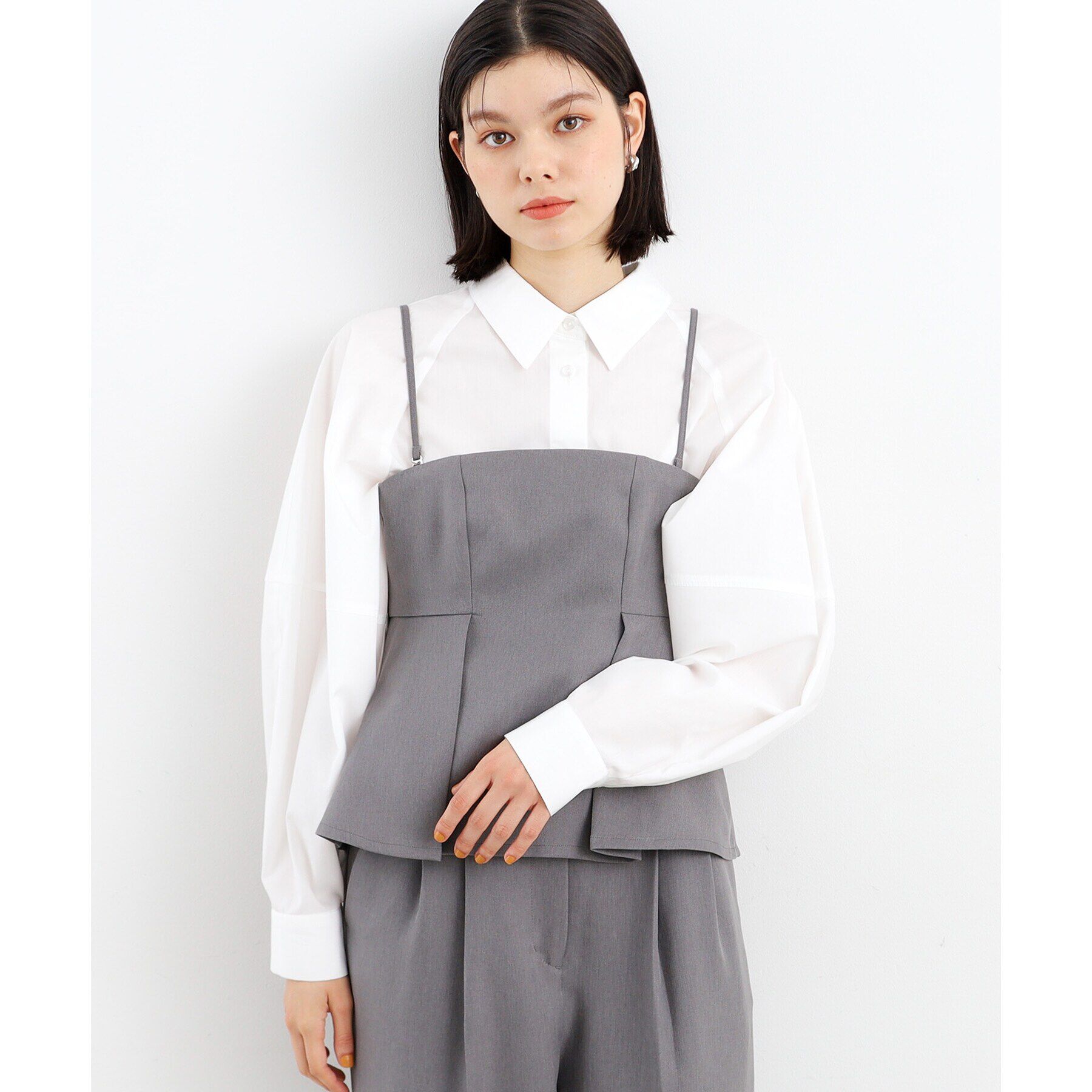 THE SHOP TK「【セットアップ可/洗える】パウダリーツイルビスチェ」|キャミソール|