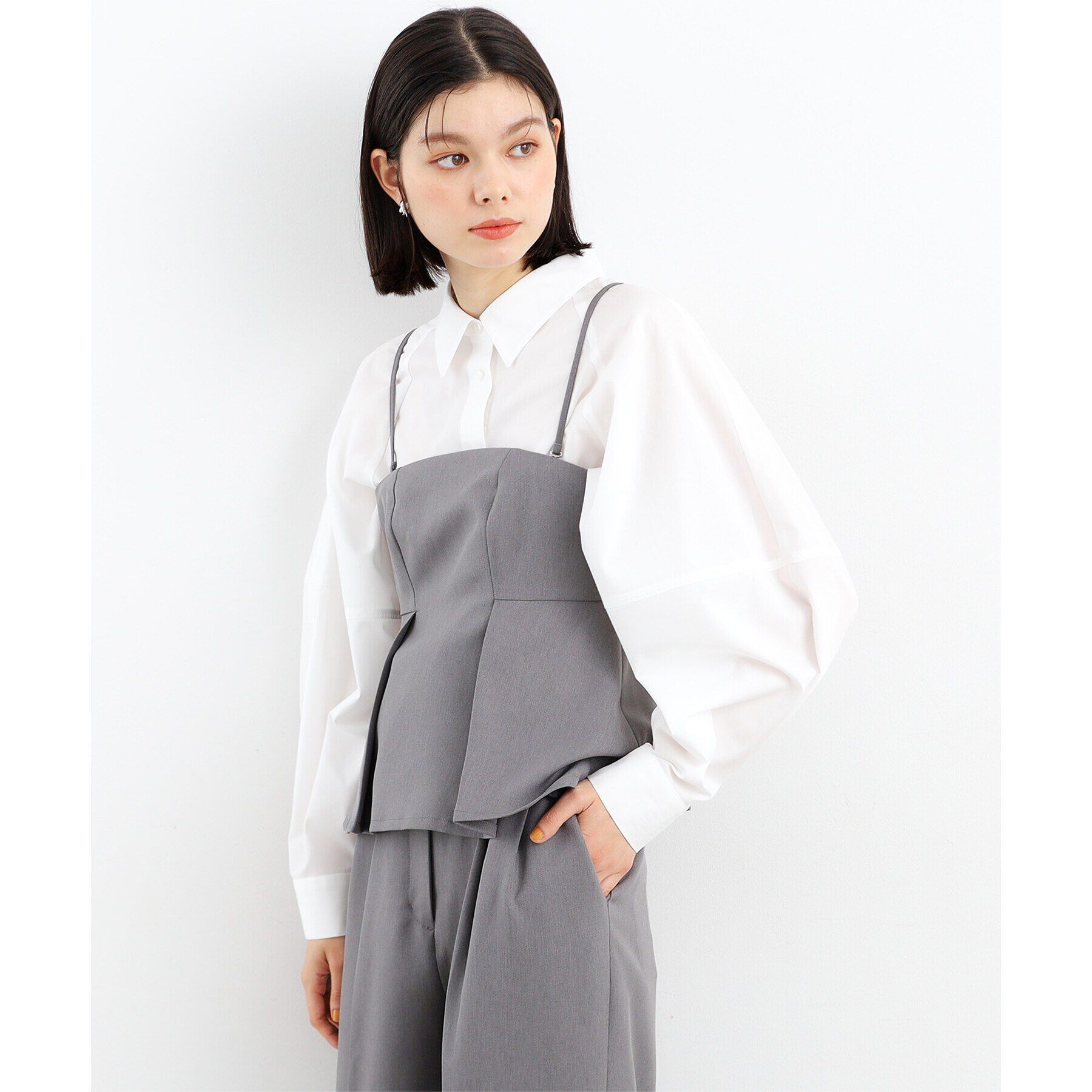 THE SHOP TK「【セットアップ可/洗える】パウダリーツイルビスチェ」|キャミソール|