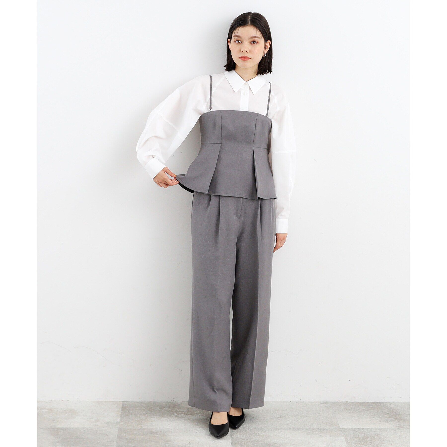 THE SHOP TK「【セットアップ可/洗える】パウダリーツイルビスチェ」|キャミソール|